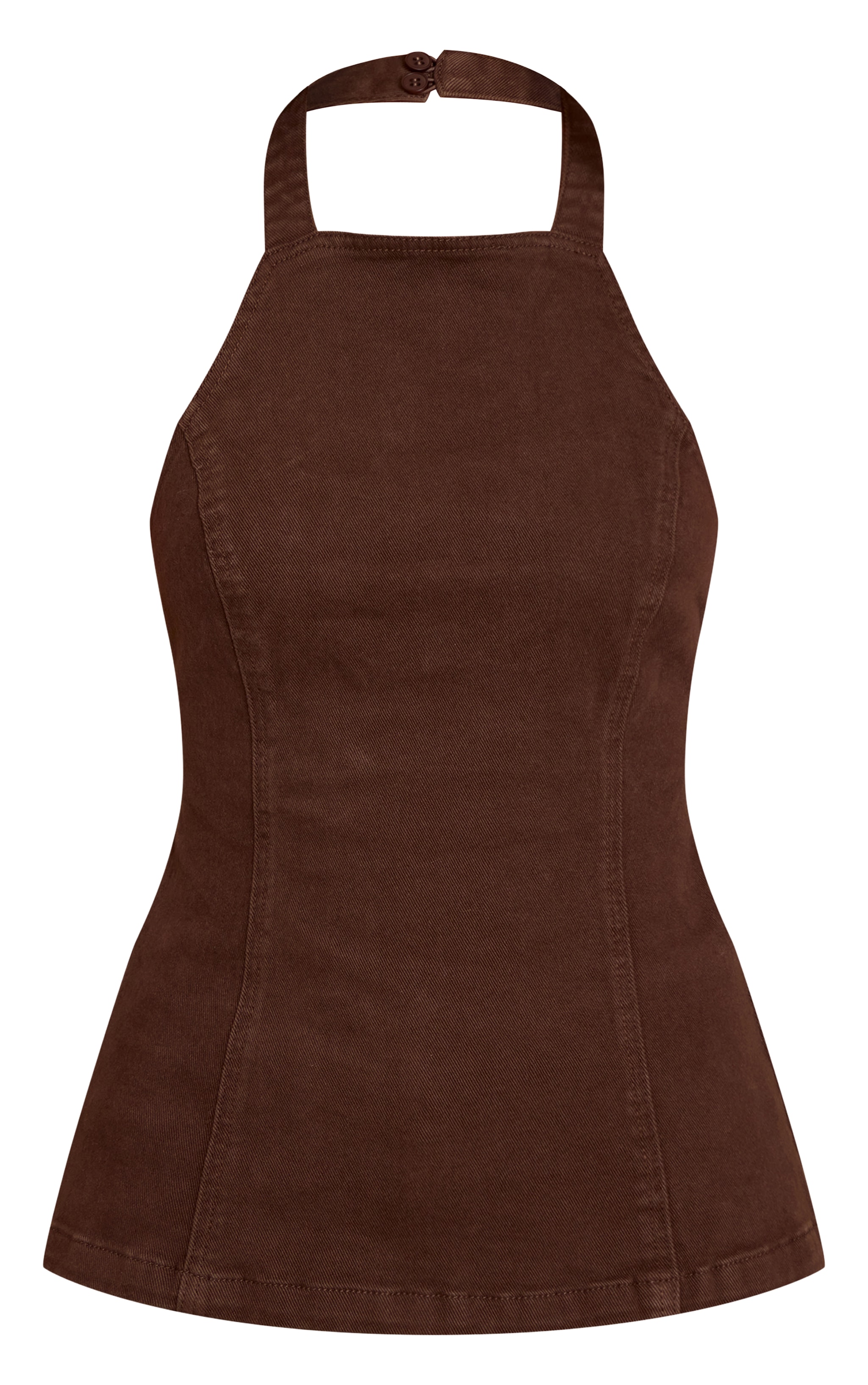 Brown Tie Back Denim Top image 5