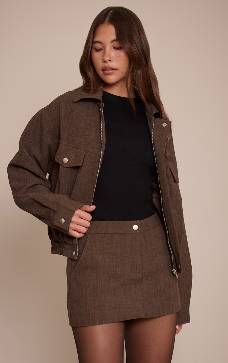 Taupe Tailored Skirt Woven Pocket Mini image 4