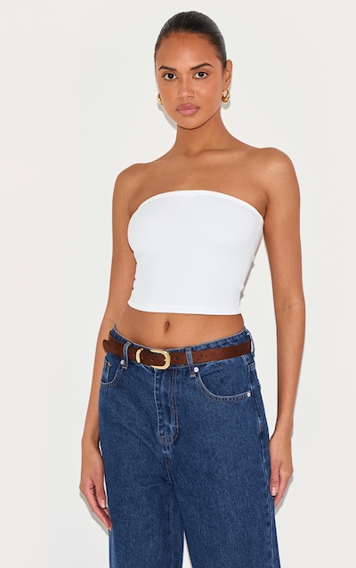 White Snatched Sculpt Bandeau Top