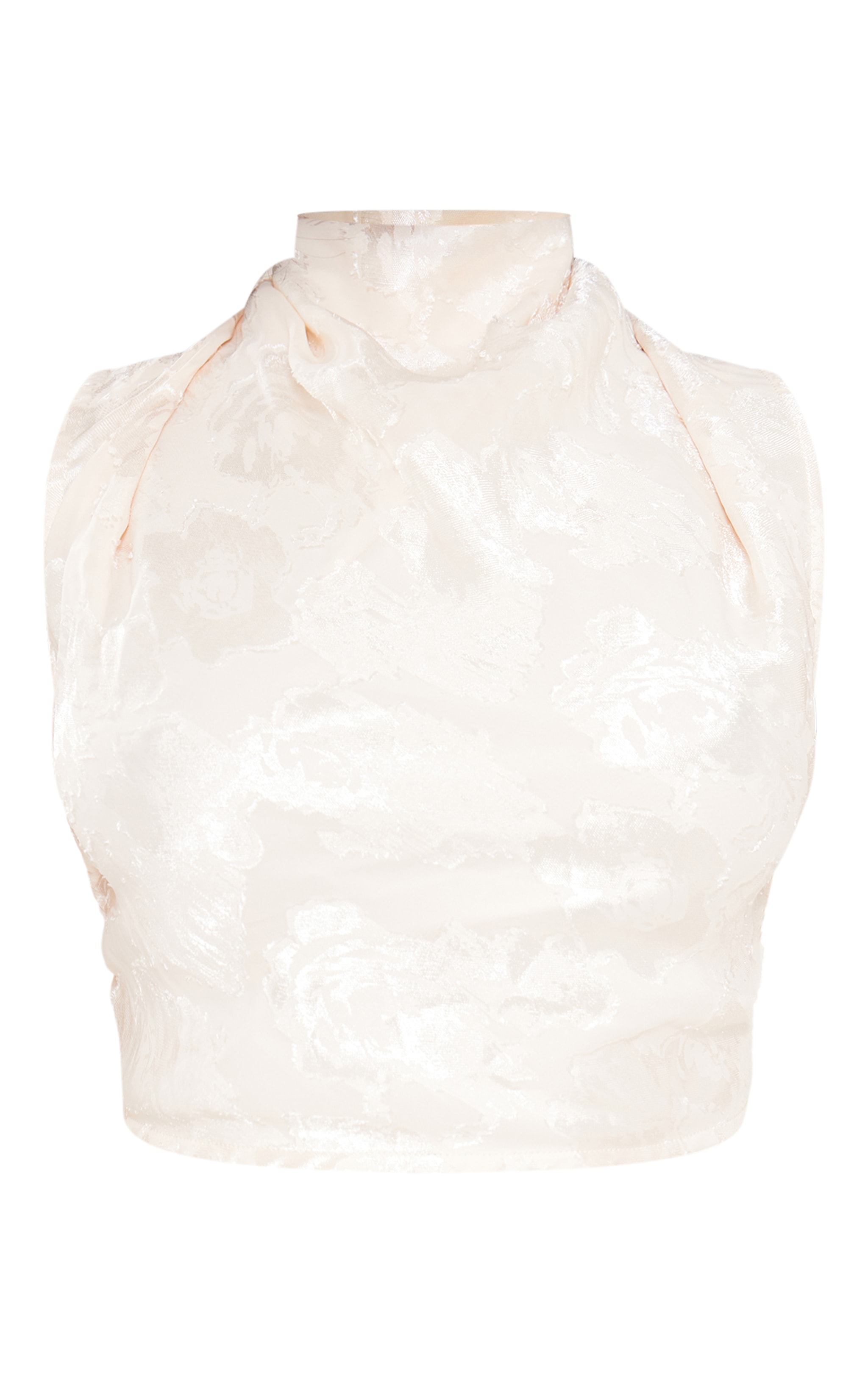 Cream Woven Floral Sleeveless Tie Back Crop Top image 5