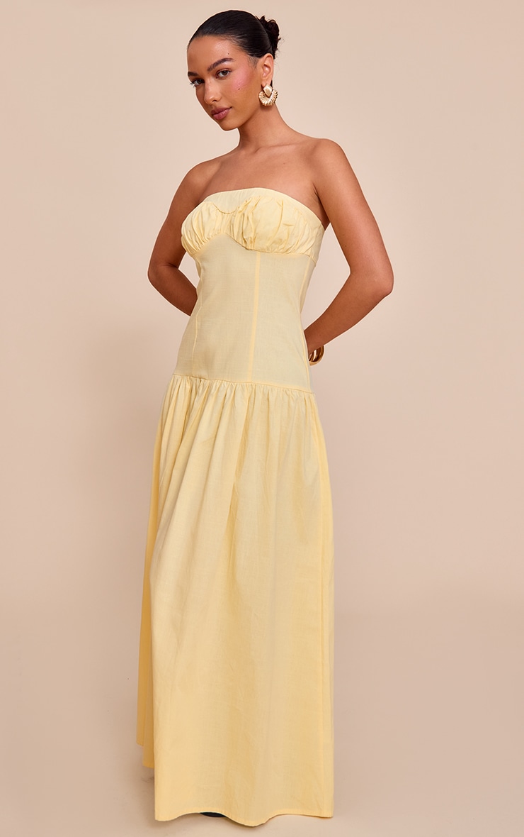 Lemon Bandeau Bust Seam Detail Maxi Dress image 1