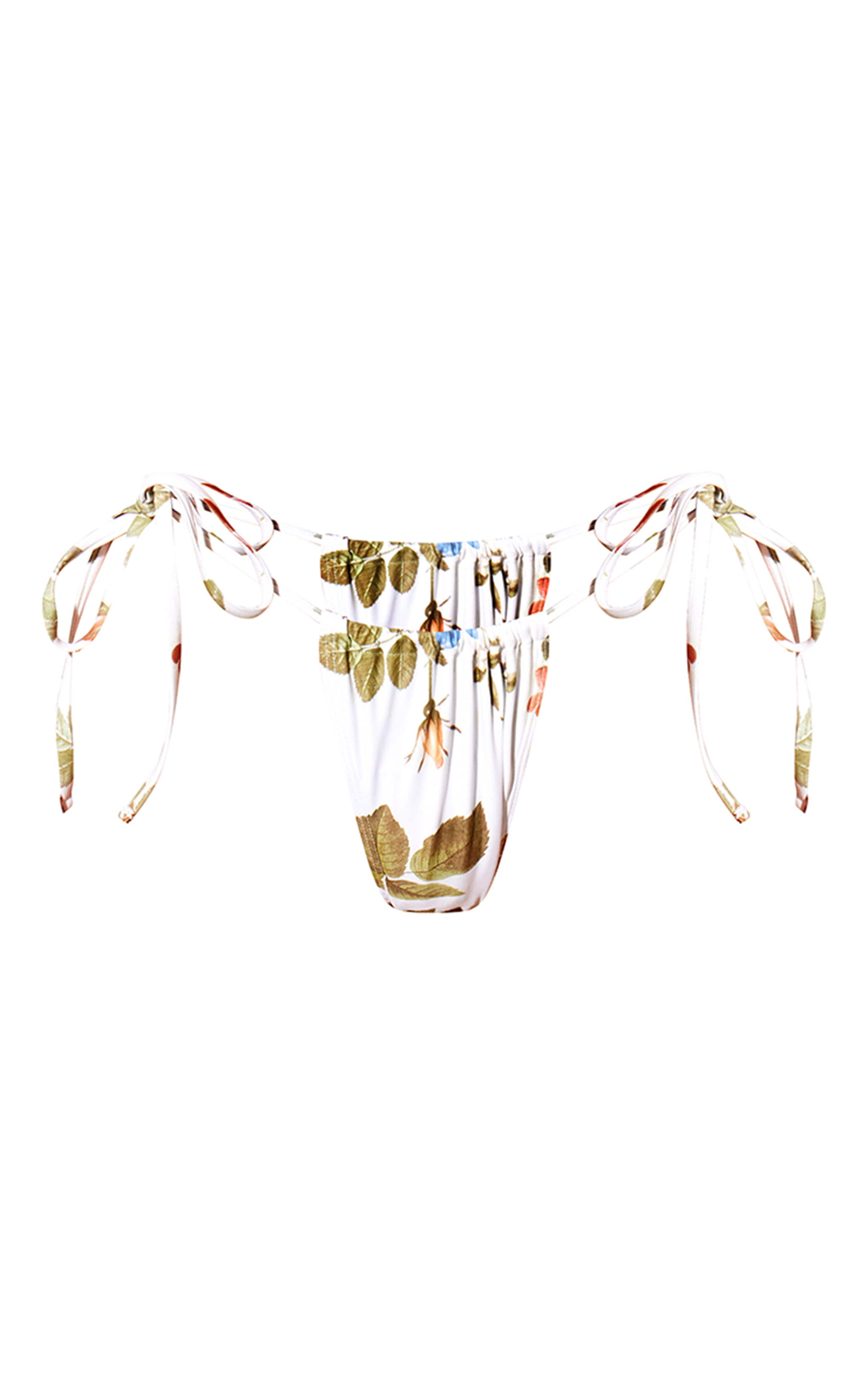 Cream Vintage Floral Tie Side Bikini Bottoms image 5