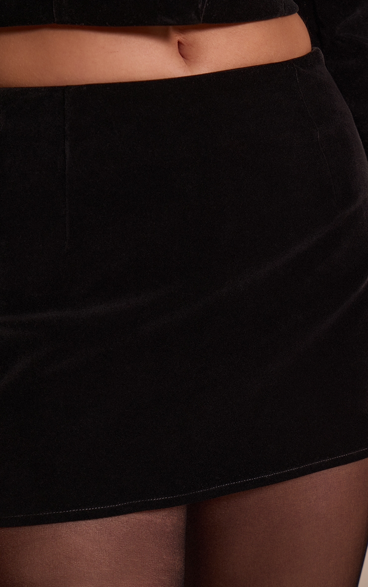Black Tailored Velvet Mini Skirt image 5