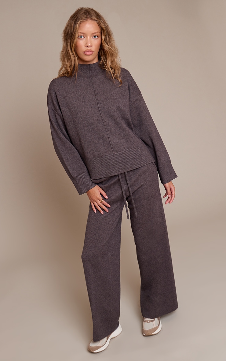 Charcoal Seam Detail Oversized Knitted Jumper image 3