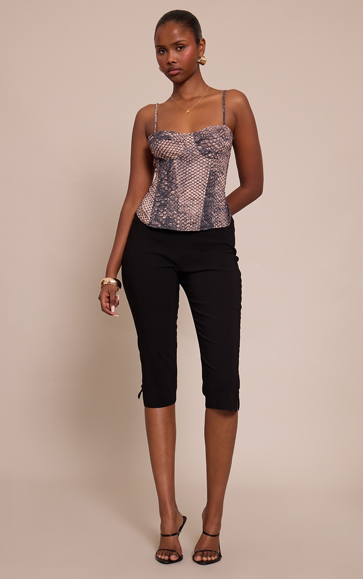 Brown Snake Print Structured Corset Top image 3
