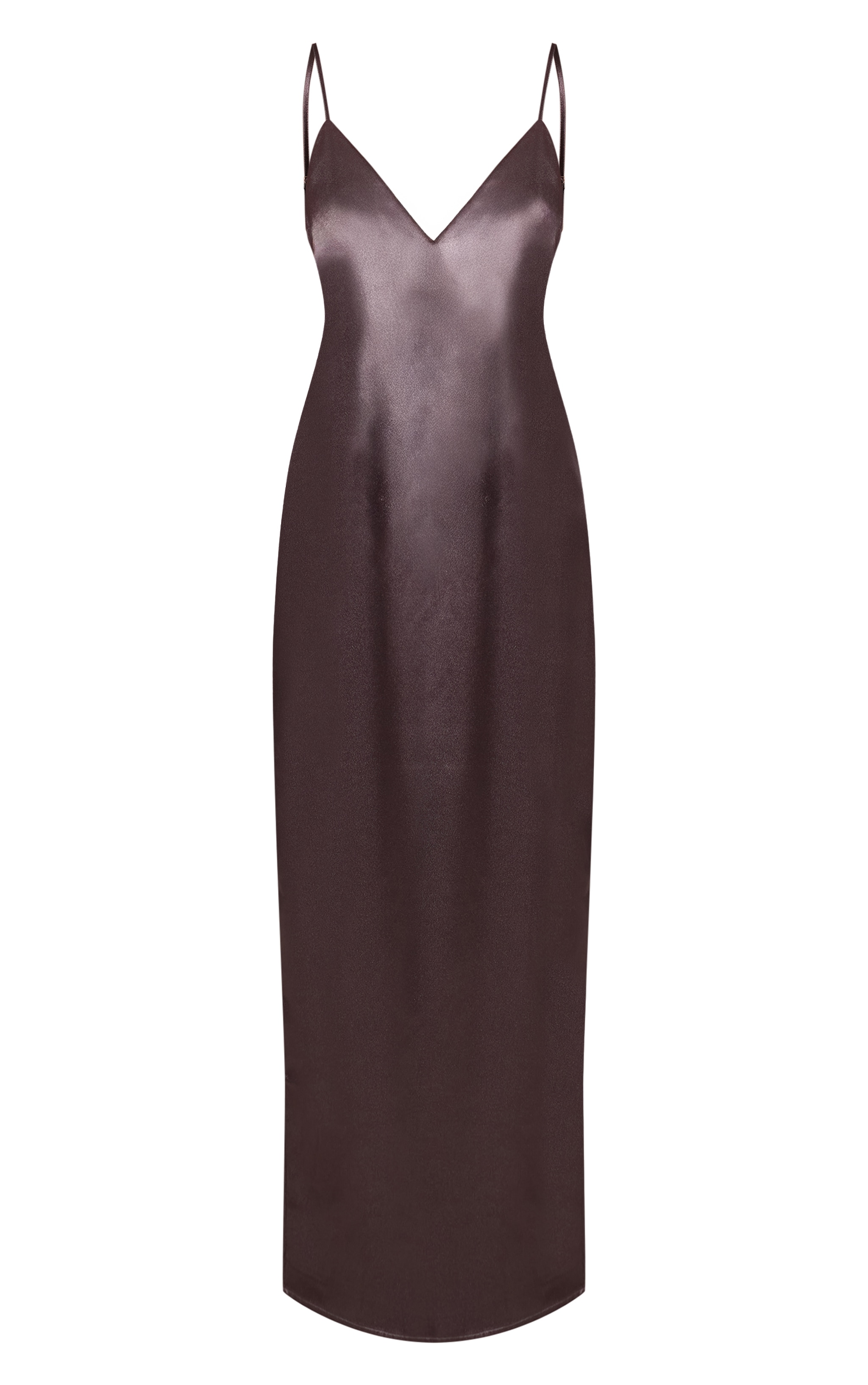 Charcoal Plunge Strappy Satin Maxi Dress image 5