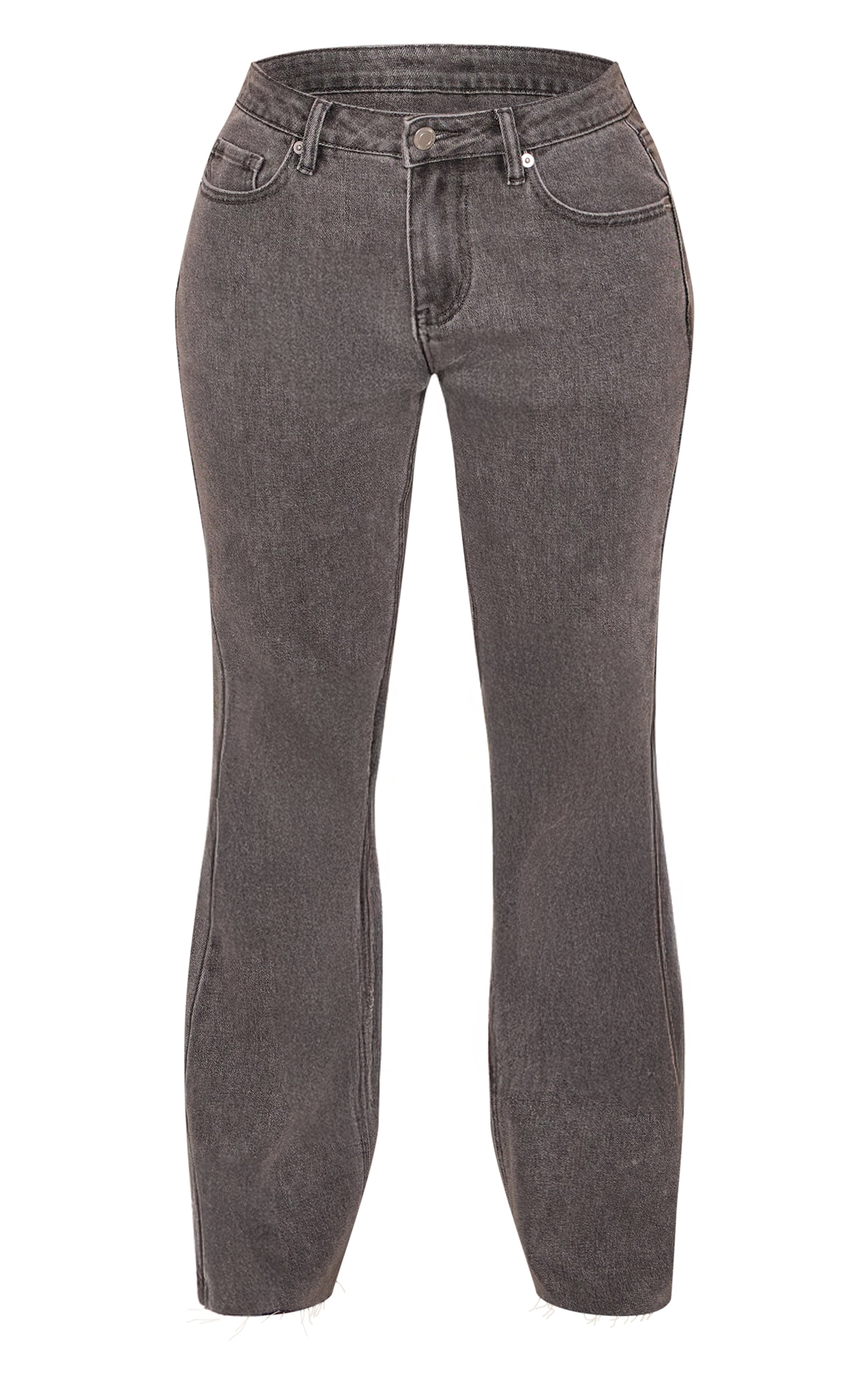 Petite Washed Grey Low Rise Stretch Flared Jeans image 5