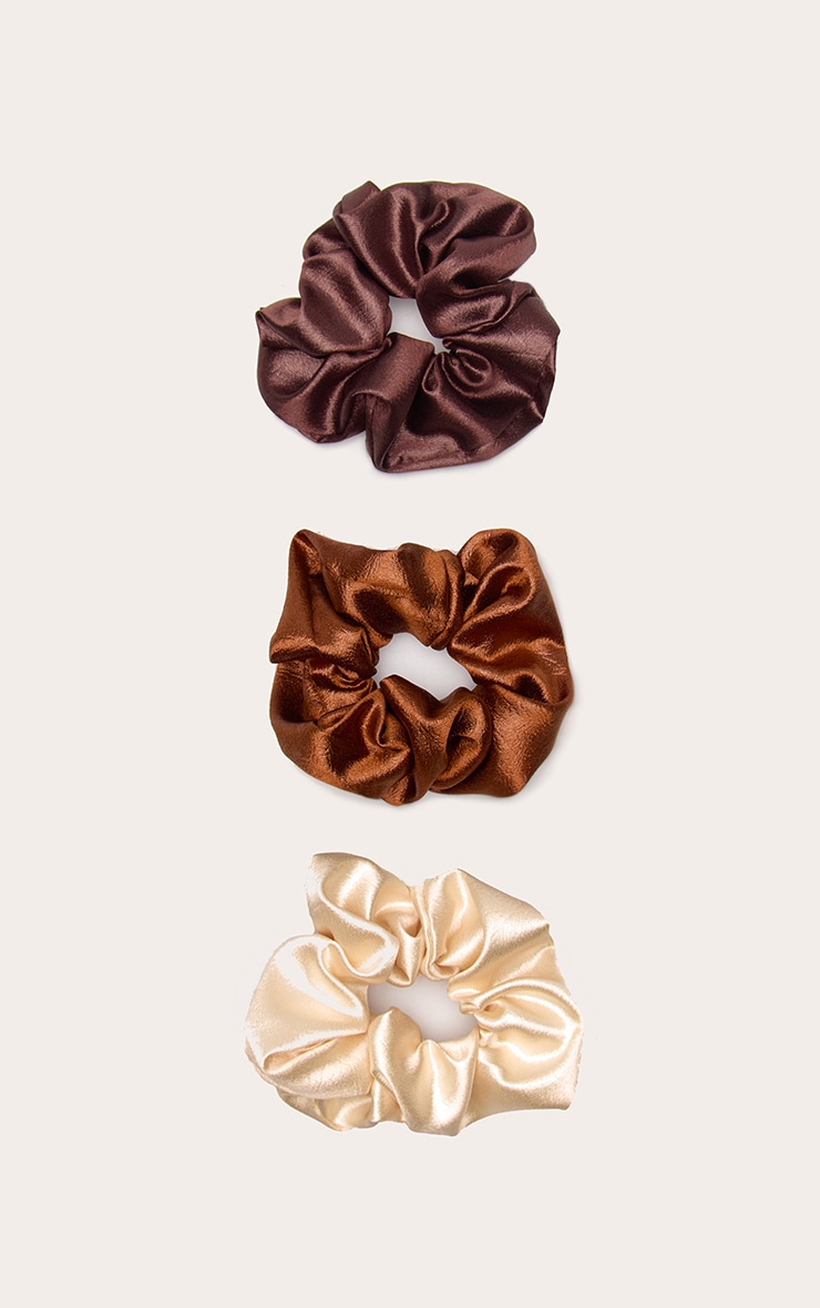 Chocolate Satin Tonal Scrunchie Multi Pack image 2