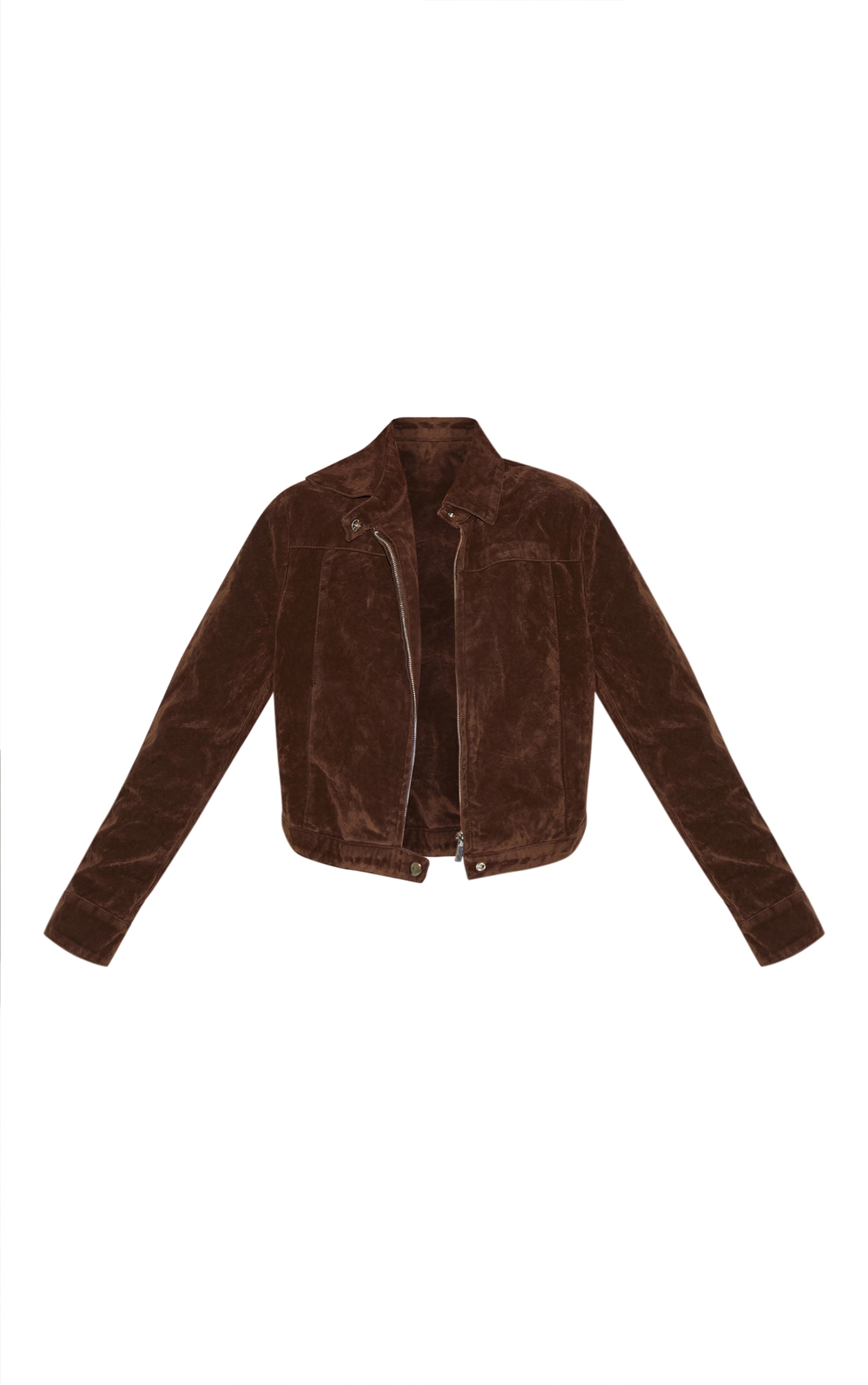 Brown Brushed Faux Suede Seam Detail Jacket | Outerwear