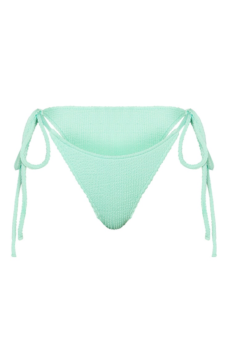 Bright Green Crinkle Tie Side Bikini Bottoms image 5
