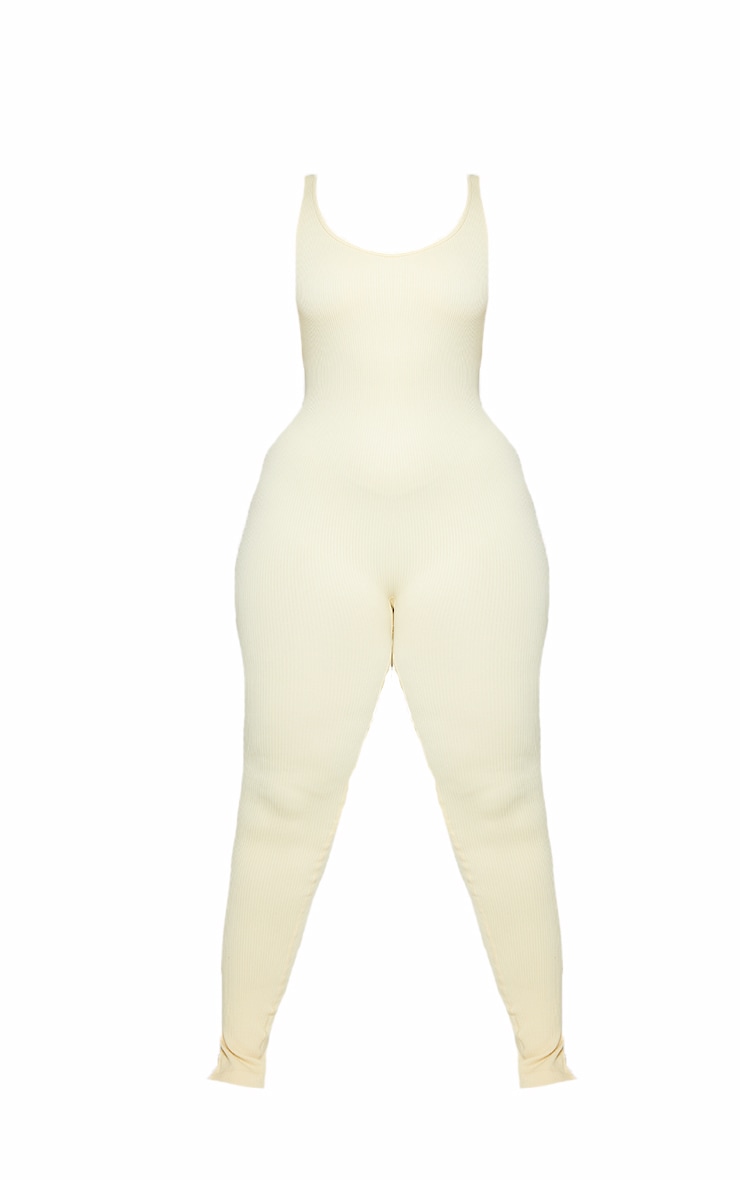 Plus Cream Structured Contour Scoop Neck Jumpsuit image 5