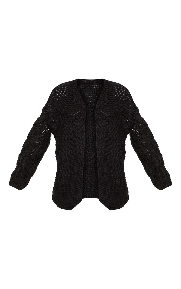 Black Contrast Knit Cardigan image 3