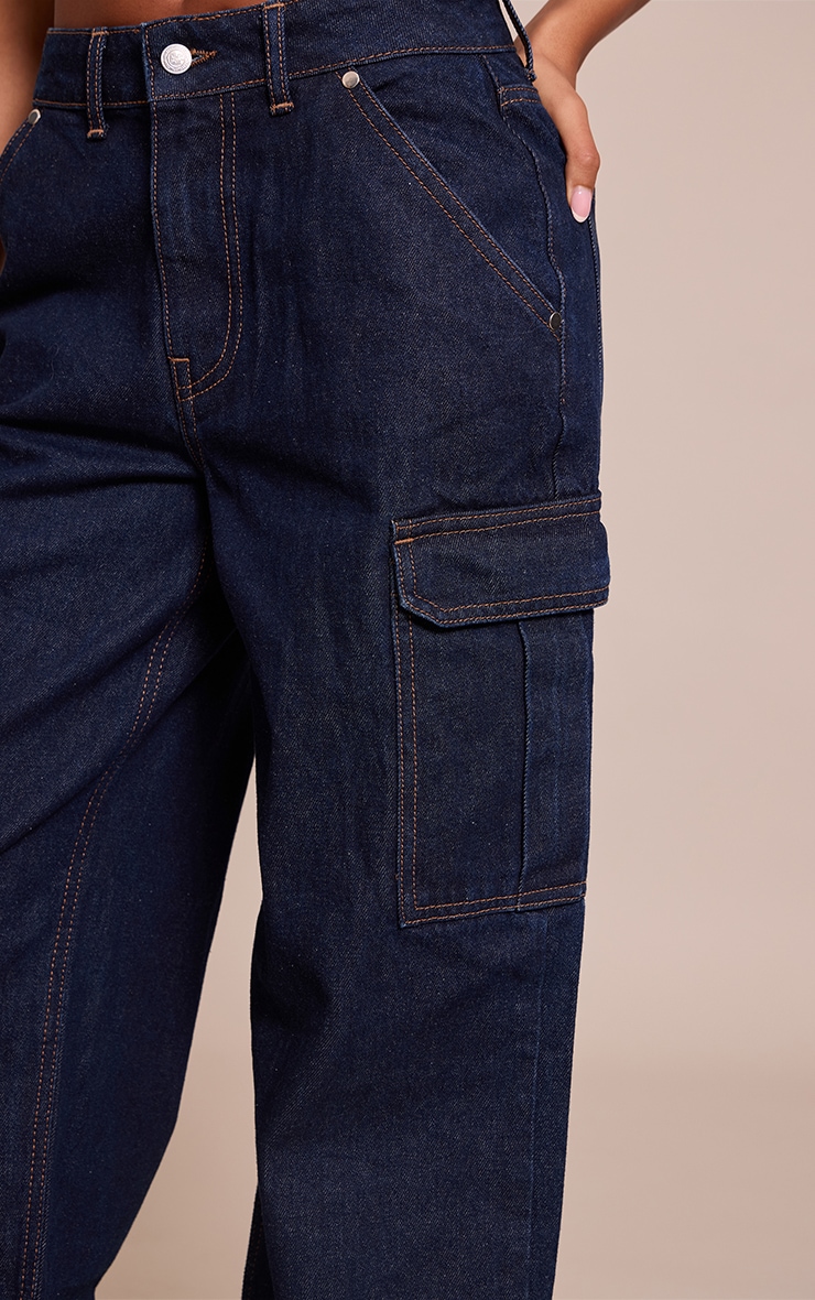 Tall Indigo Wide Leg Cargo Jeans image 4