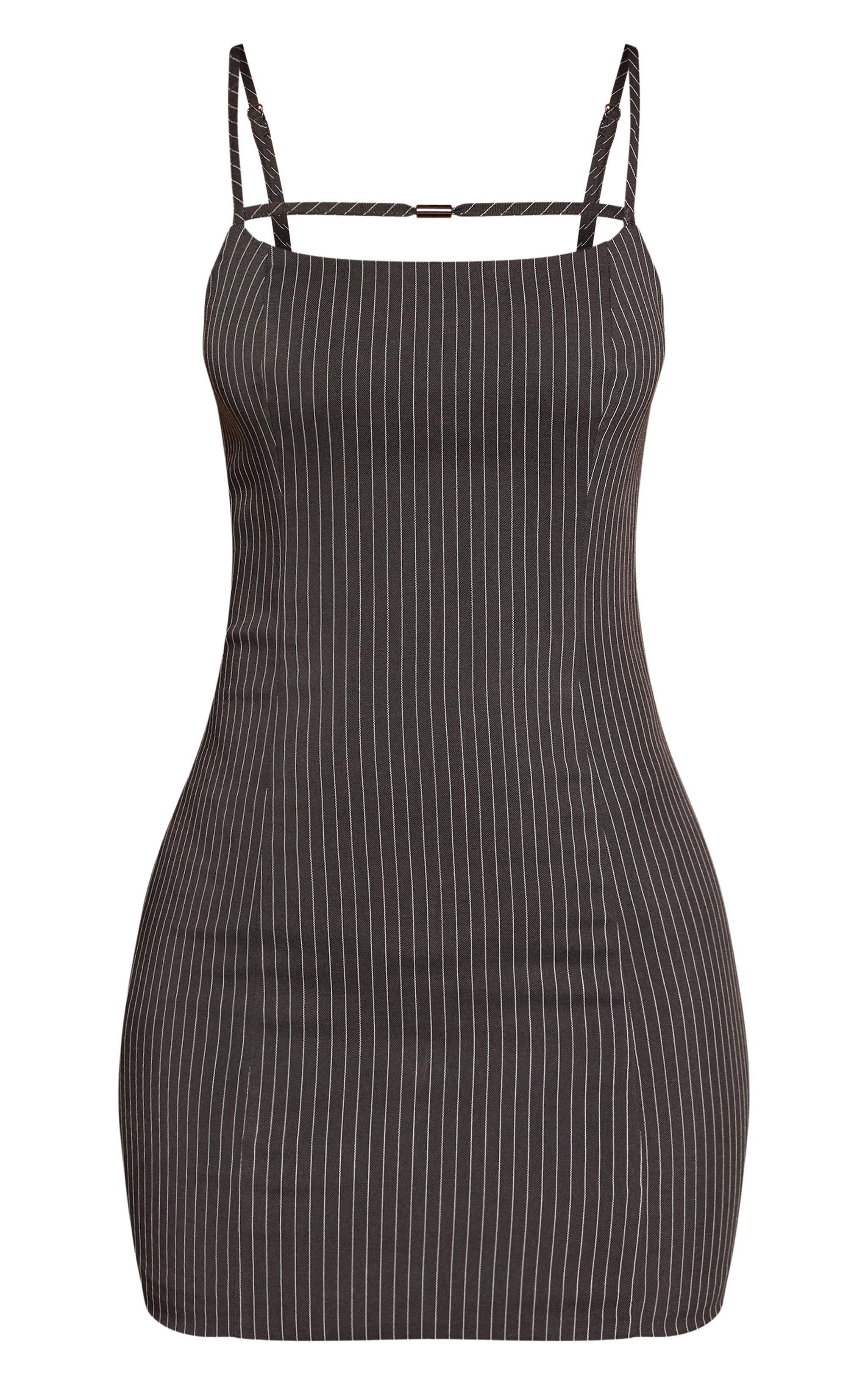 Petite Charcoal Pinstripe Strappy Belt Detail Mini Dress image 5
