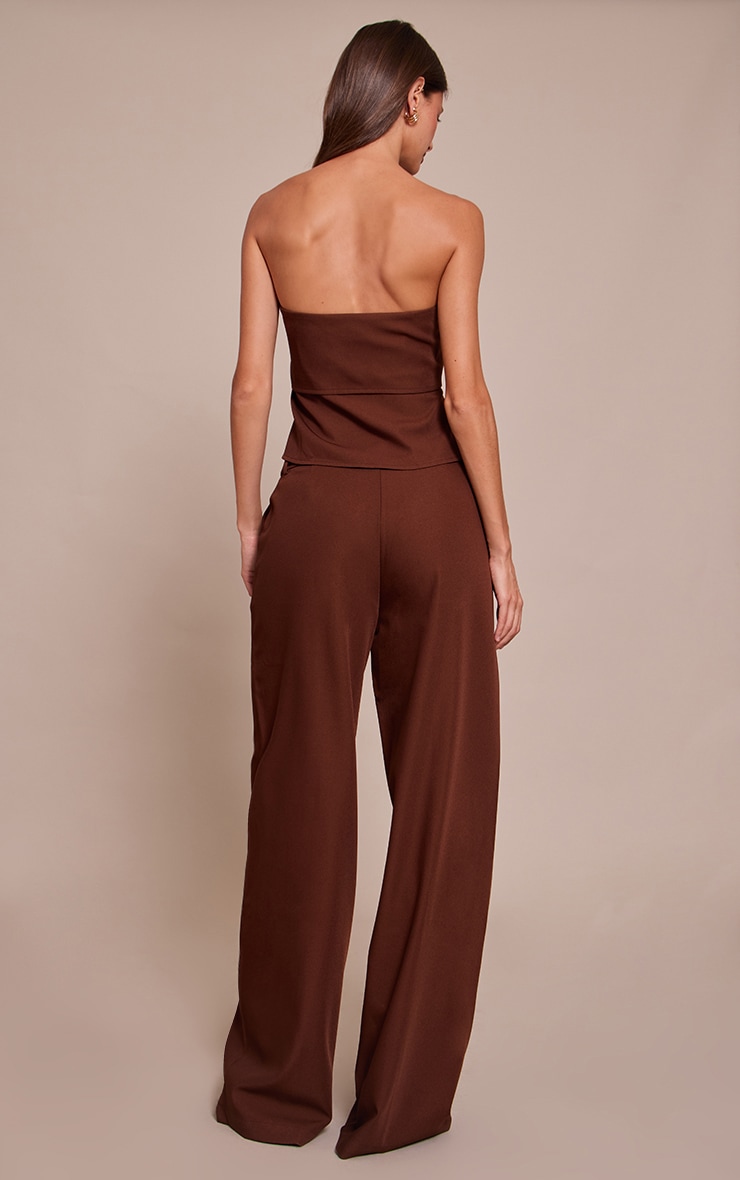 Dark Brown Pintuck Tailored Pant image 3