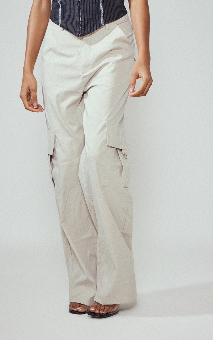 Cream Buckle Detail Wide Leg Cargos image 2