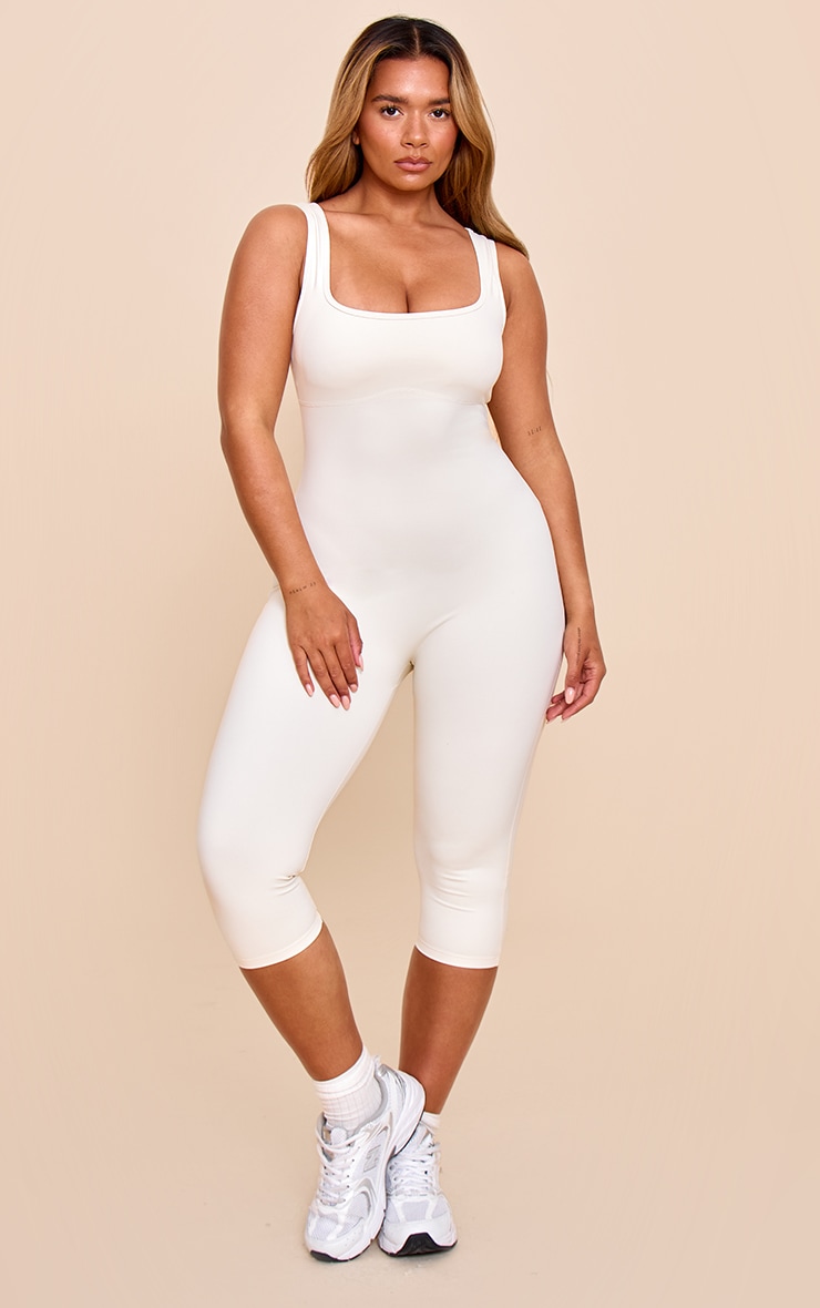 Shape Butter Cream Active Sculpt Square Neck Capri Unitard image 1