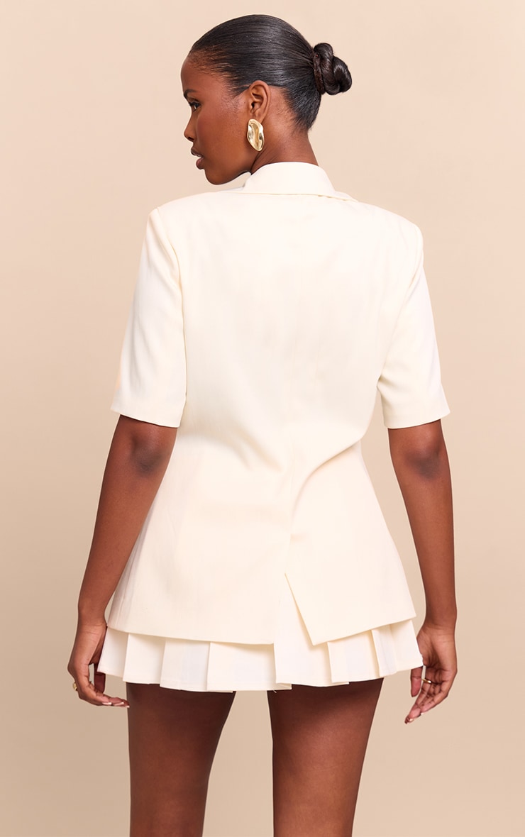 Cream Short Sleeve Button Blazer image 2