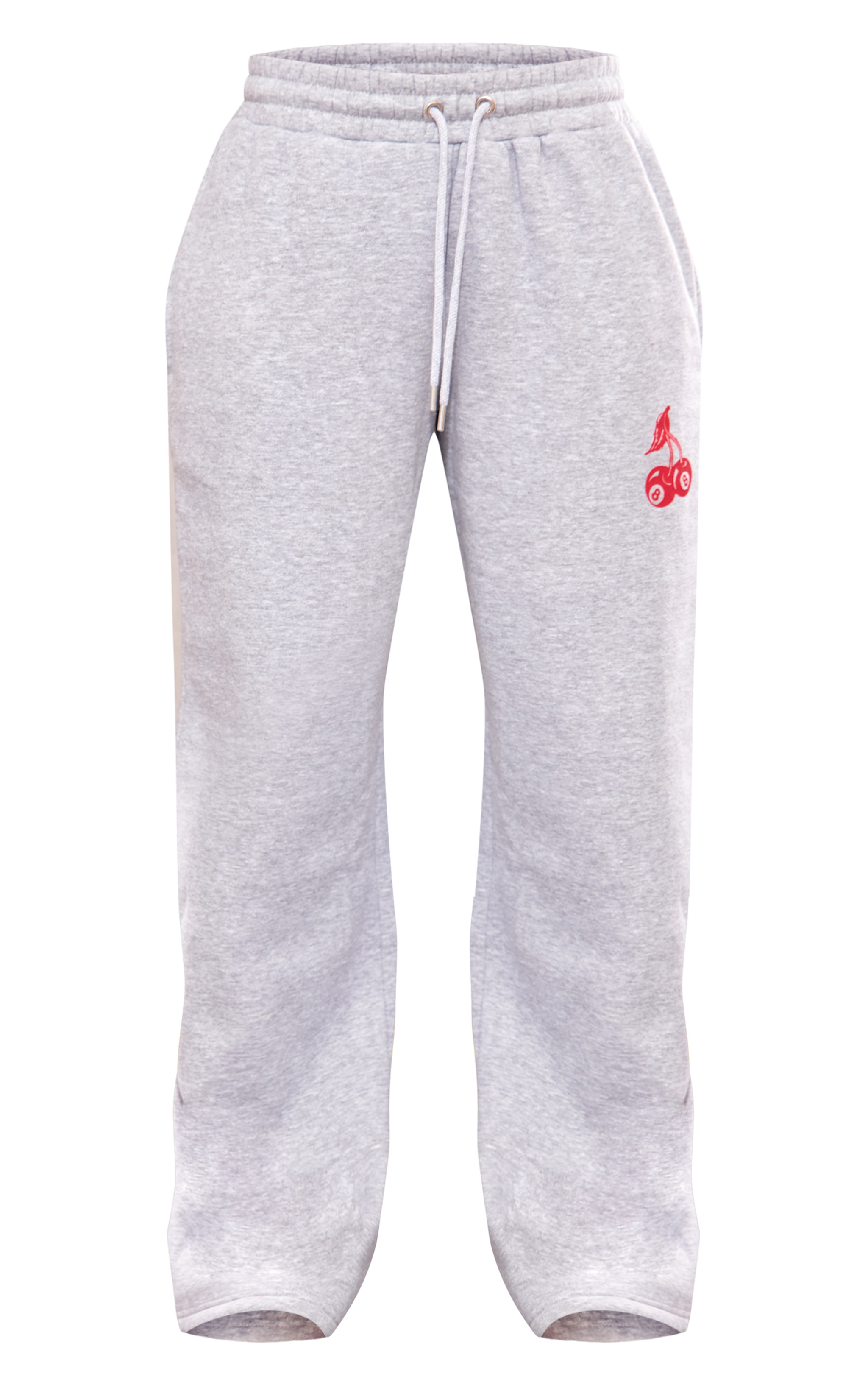 Grey Marl Cherry Print Oversized Wide Leg Sweatpants image 5