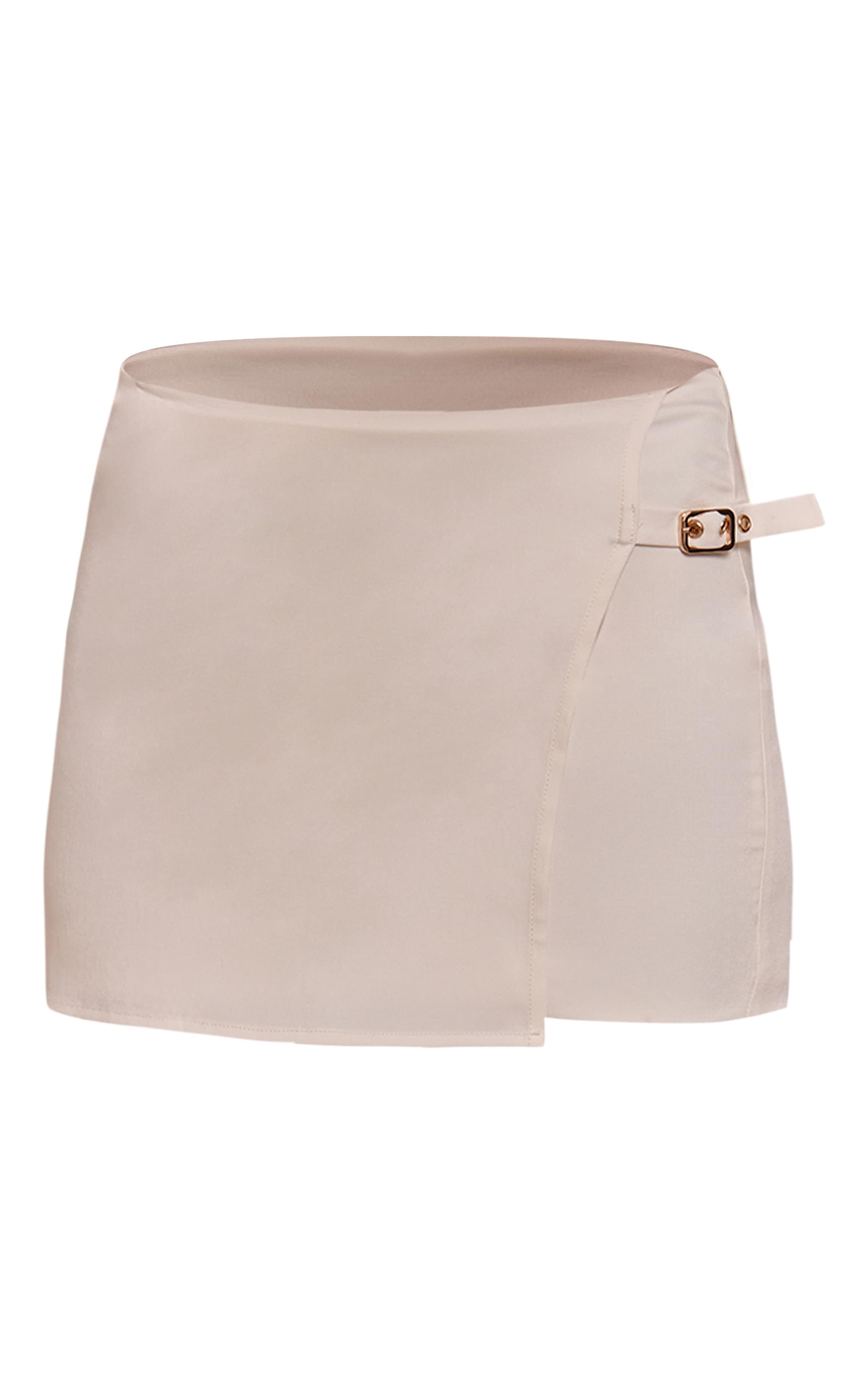 Cream Woven Belt Detail Mini Skirt image 6