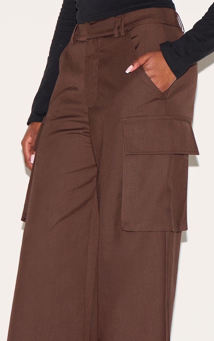 Deep Chocolate Woven Pocket Detail Straight Leg Pants image 4