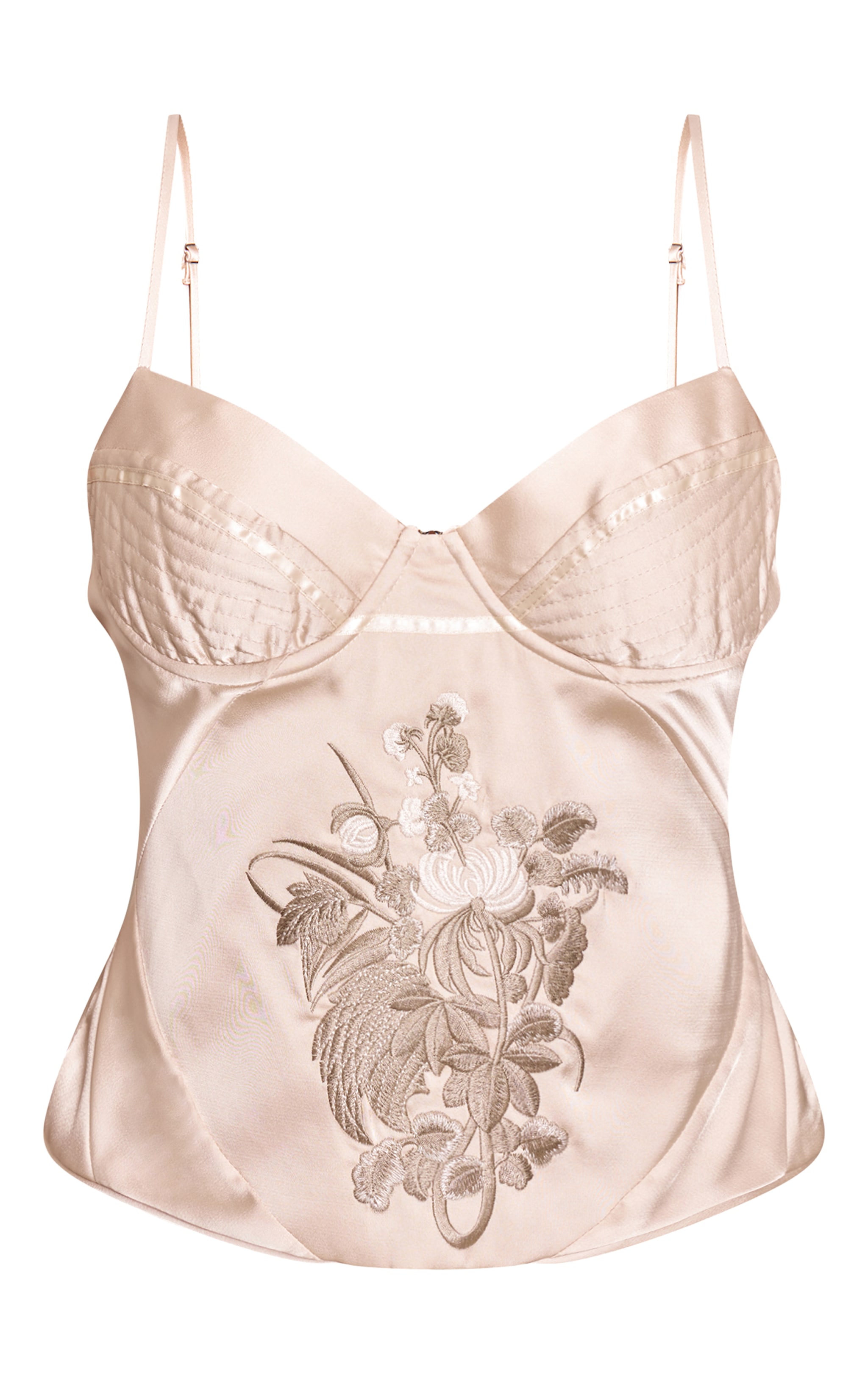 Champagne Satin Embroidered Detail Corset image 5