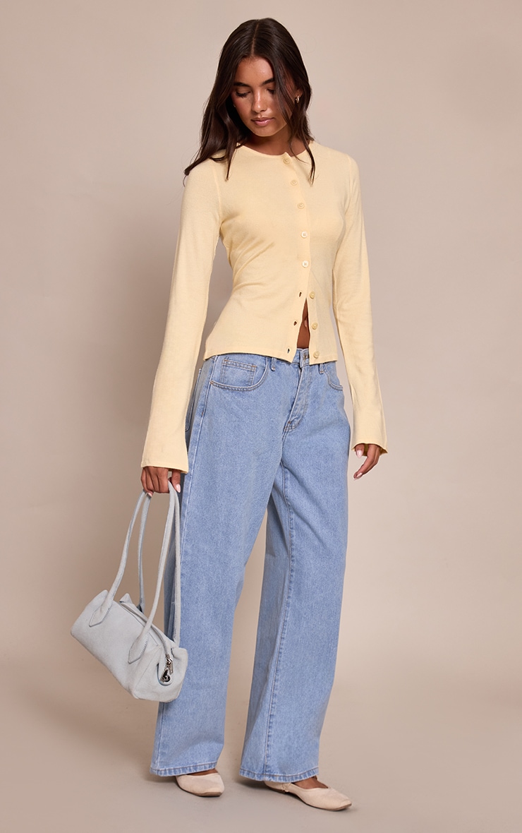 Butter Cream Button Through Fine Knit Cardigan image 3