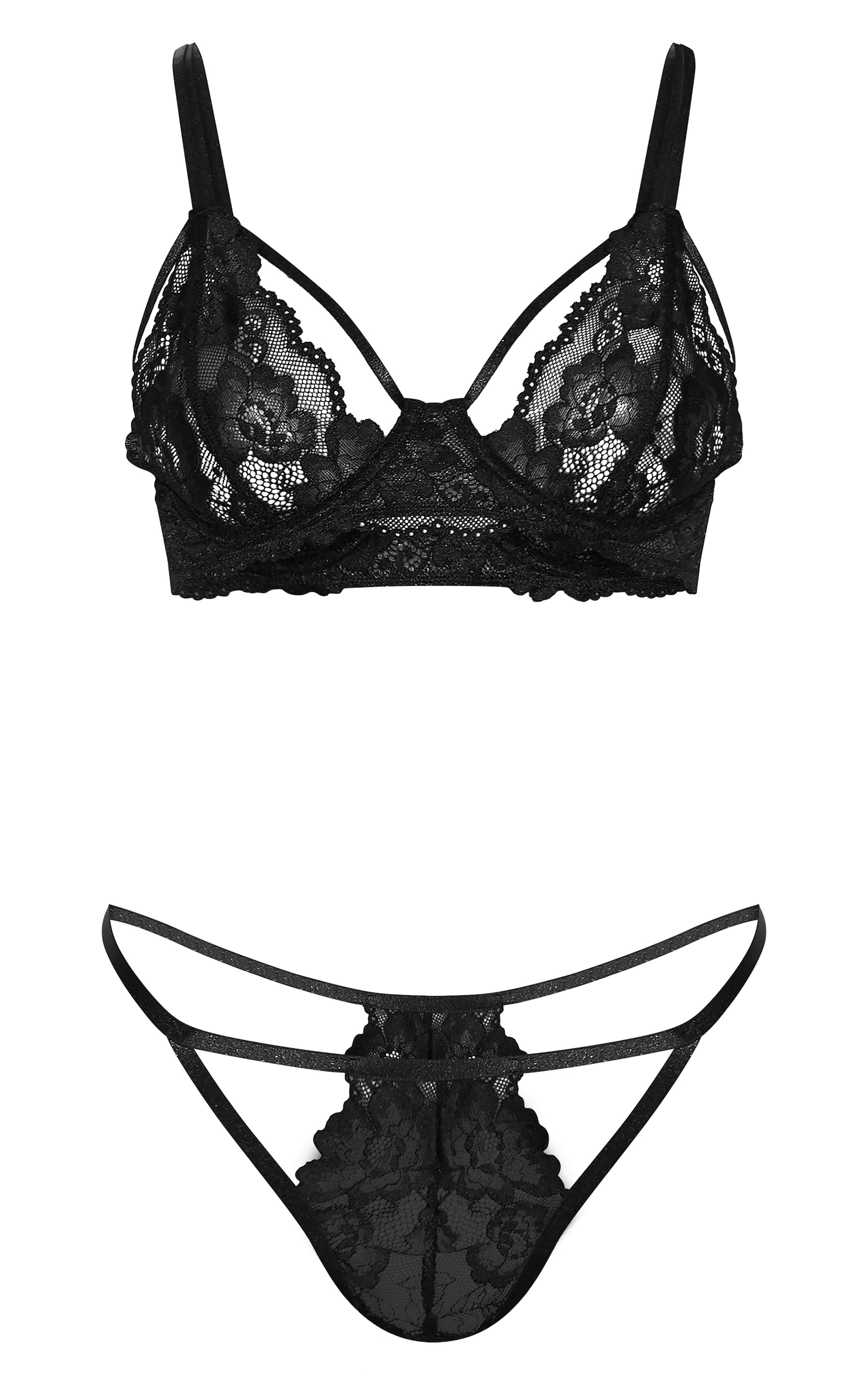 Gothic Lace & Fishnet Strappy Lingerie main image 0
