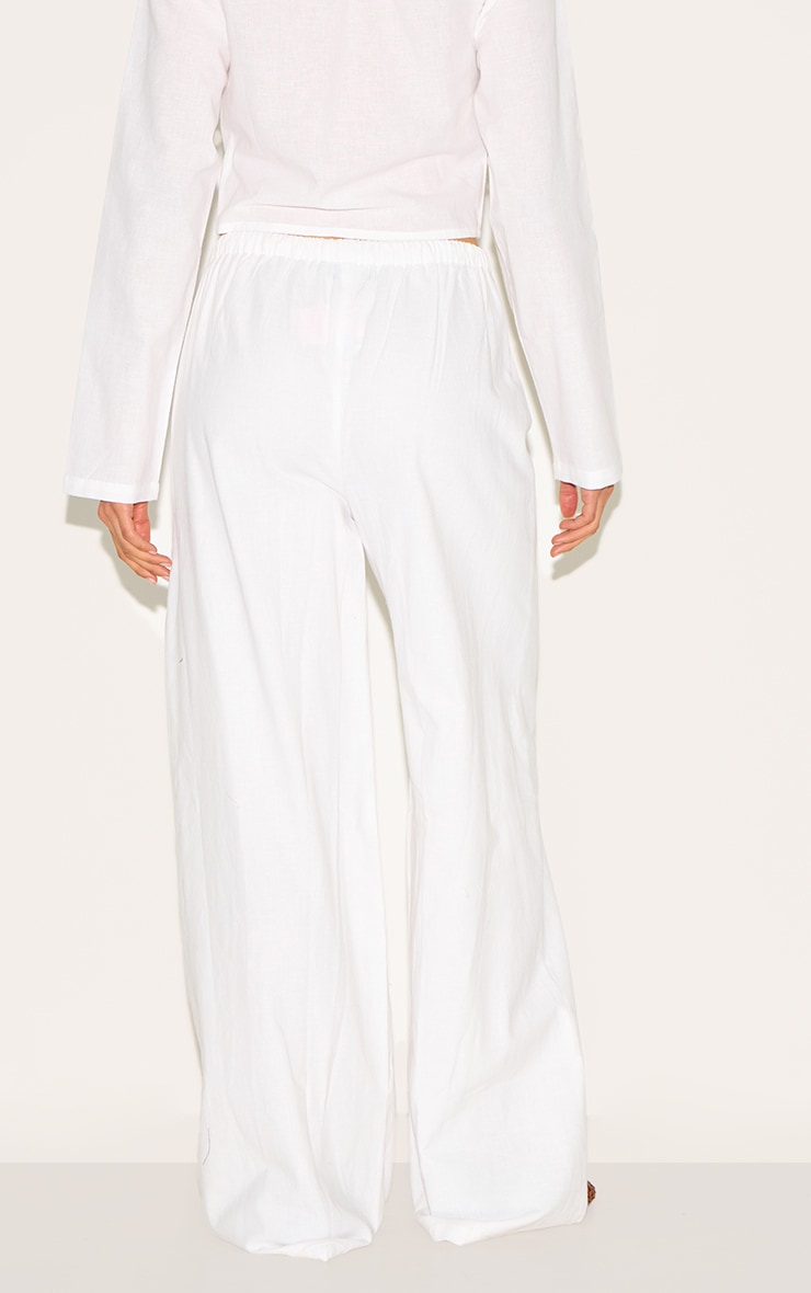 Pantalon large blanc à cordons ajustables image 3