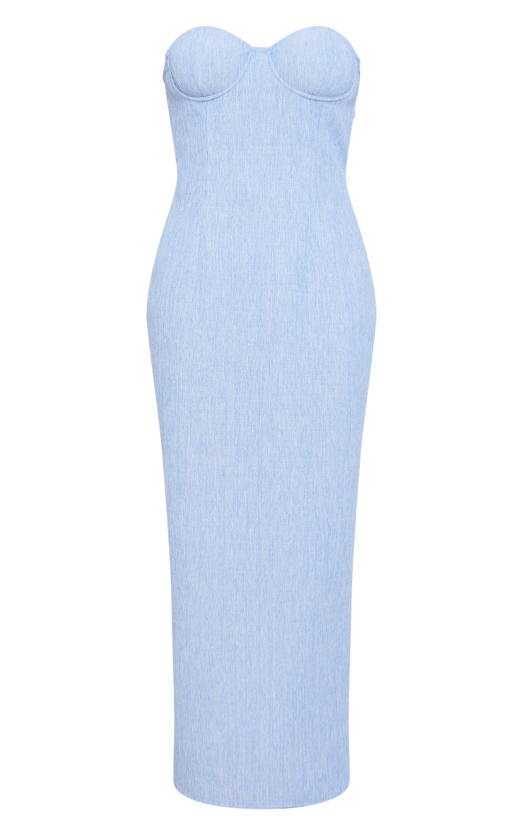 Robe bustier mi-longue effet lin bleu clair à armatures image 5