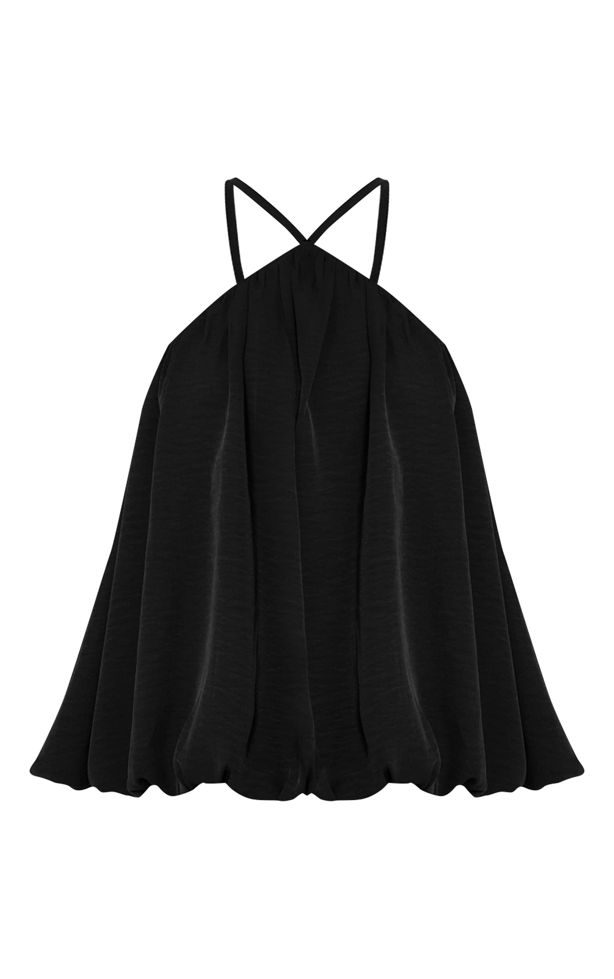 Black Chiffon Halter Neck Puff Ball Top image 5