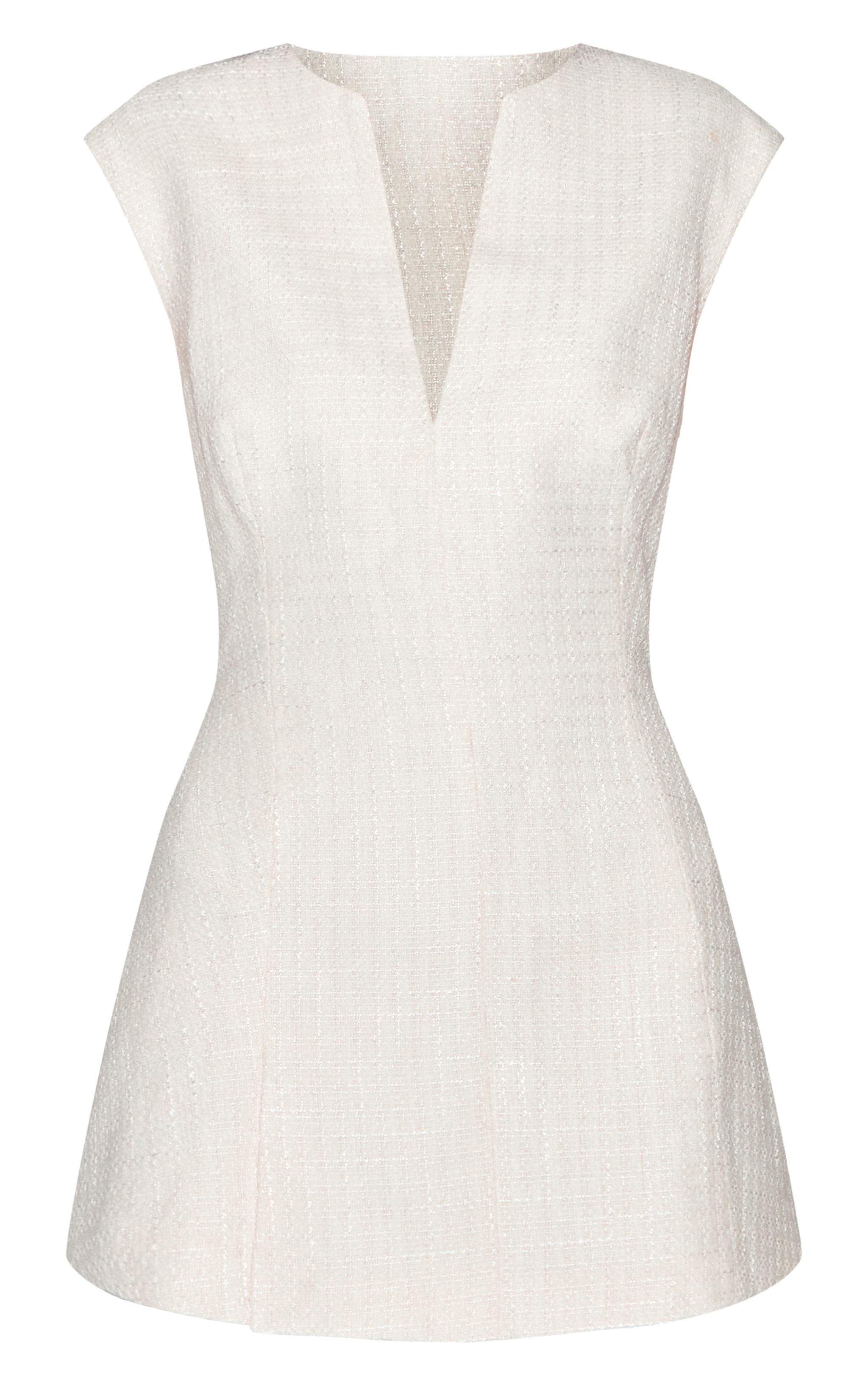 Cream Boucle V Neck Shift Dress image 5