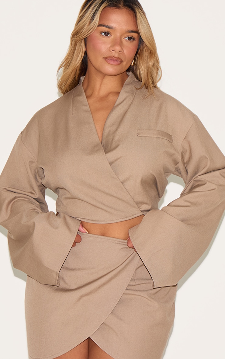Shape Mocha Tailoring Wrap Over Mini Skirt image 5