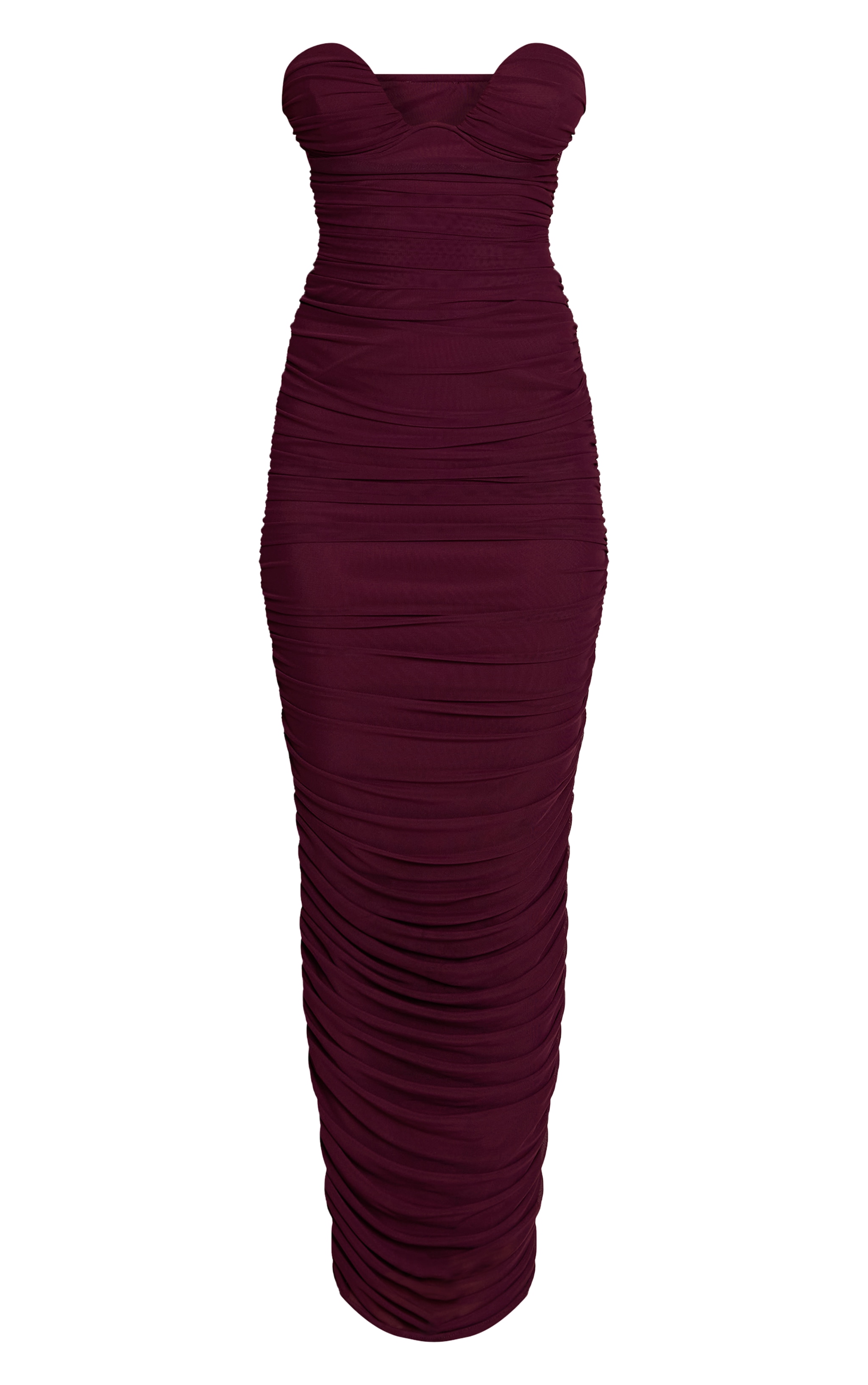 Robe bustier longue en mesh prune froncée image 5