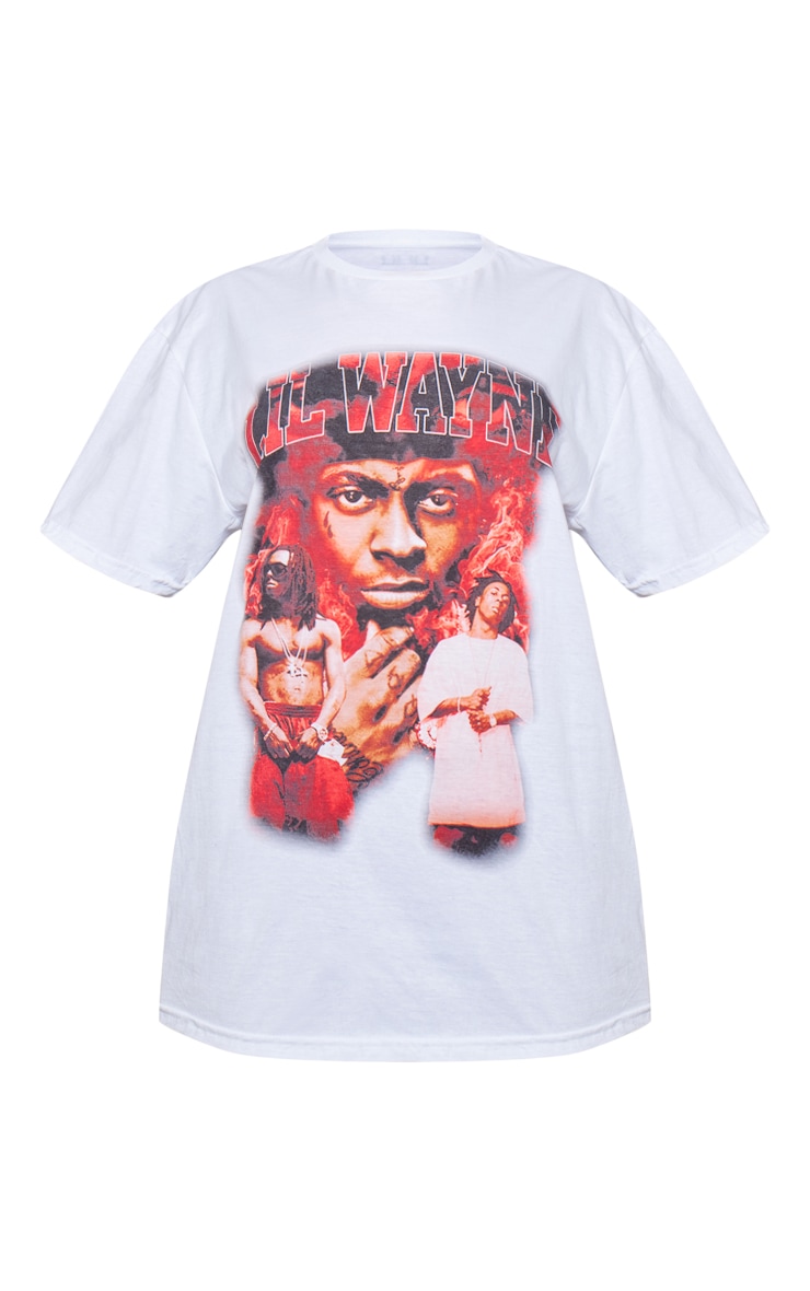 White Lil Wayne Printed Oversized T-shirt image 5