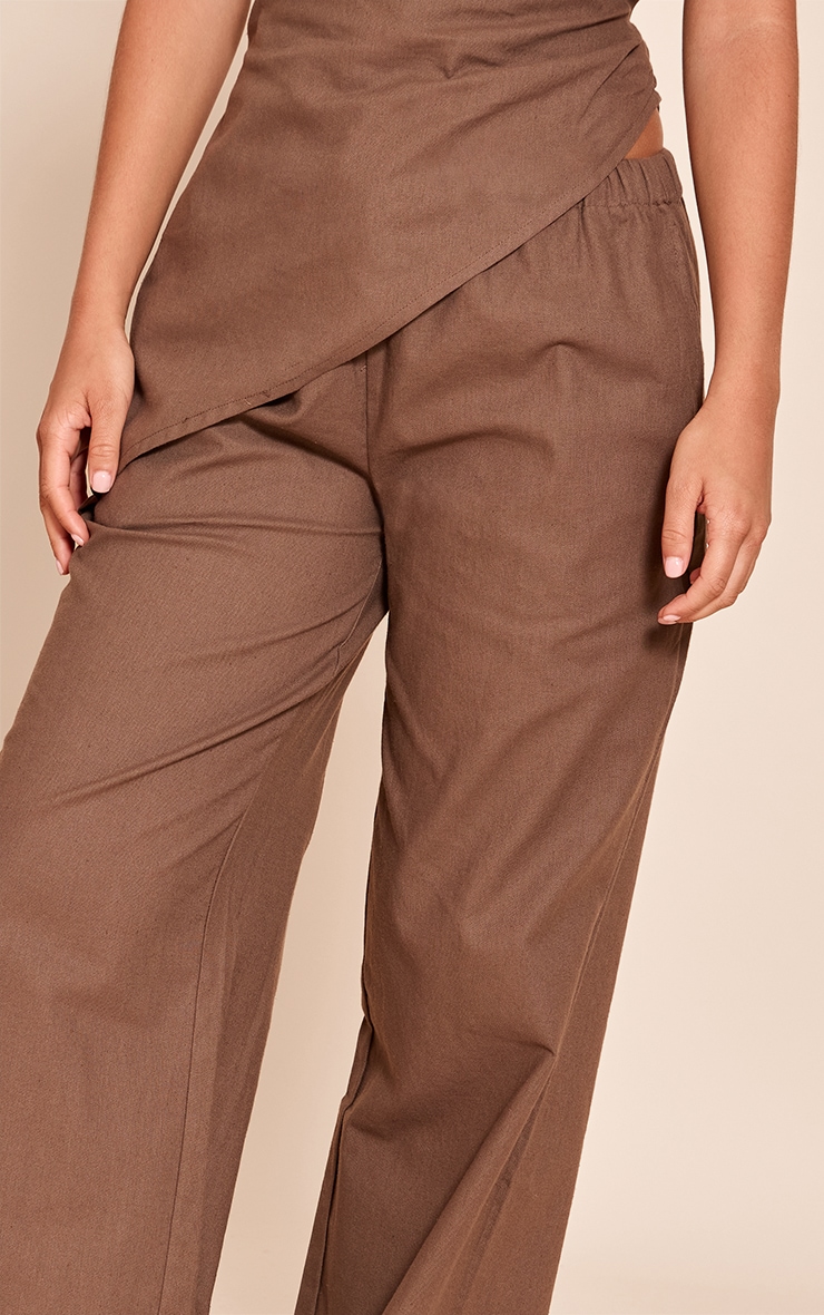 Chocolate Woven One Shoulder Asymmetric Long Top image 4