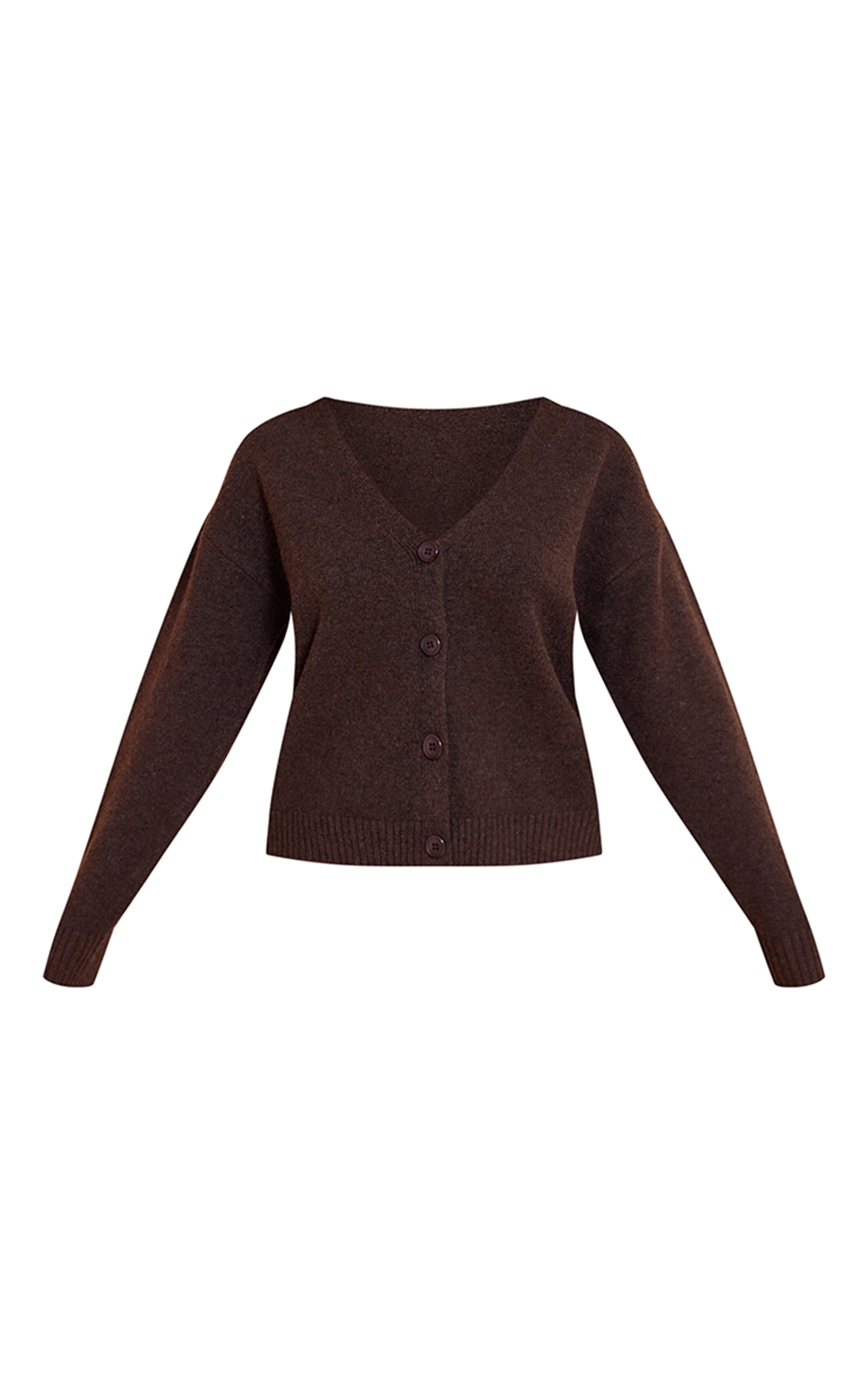 Petite Chocolate V-Neck Button Up Knitted Cardigan image 5
