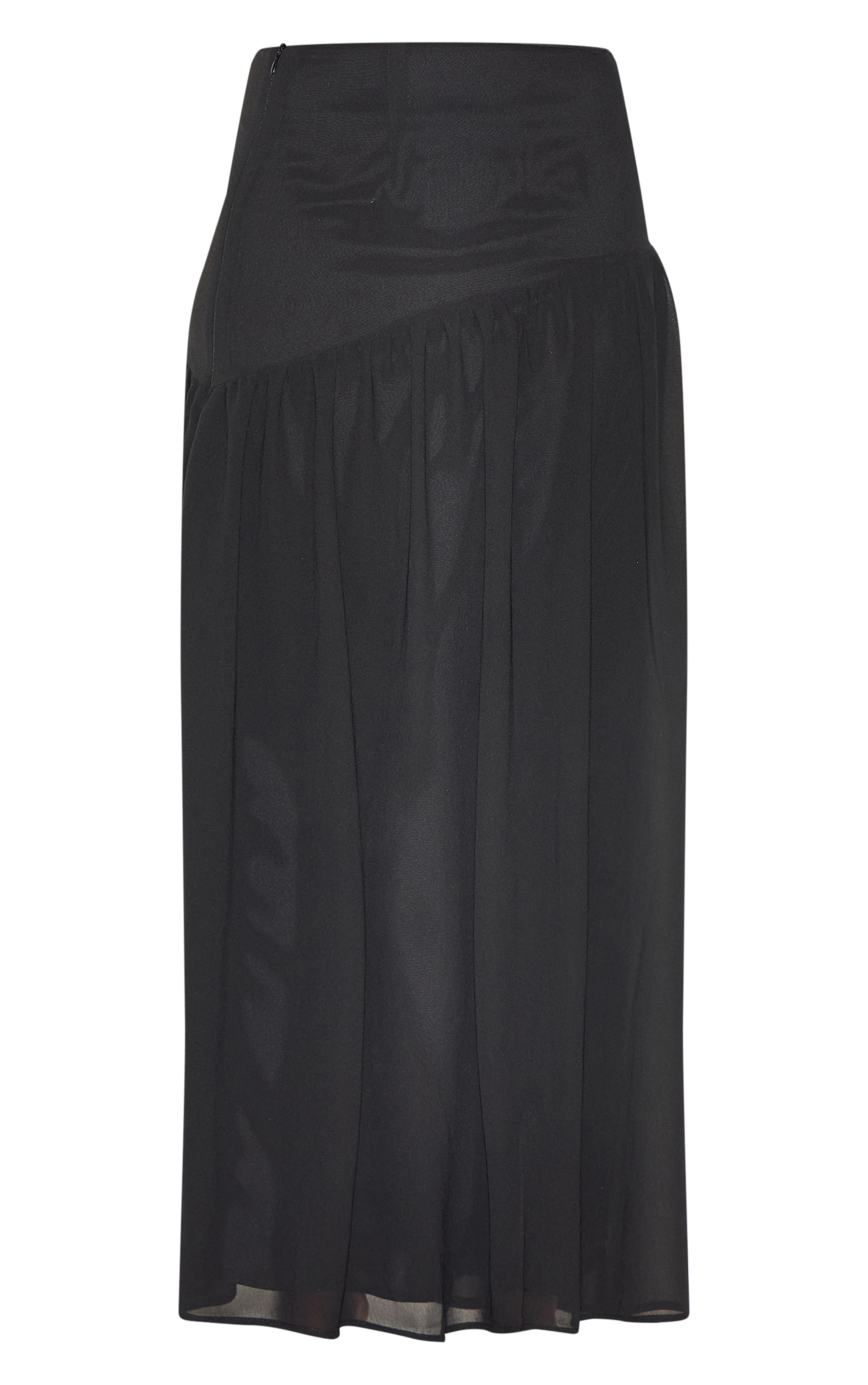 Black Asymmetric Drop Waist Maxi Skirt image 5