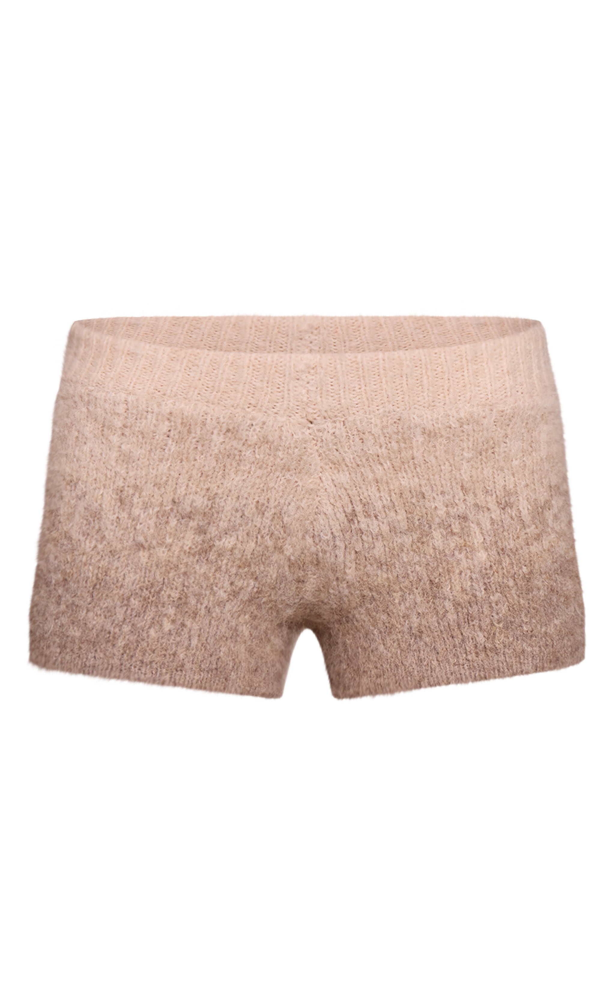 Beige Ombre Brushed Knitted Shorts image 6