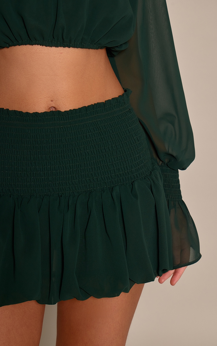 Green Sheer Shirred Floaty Skirt image 5