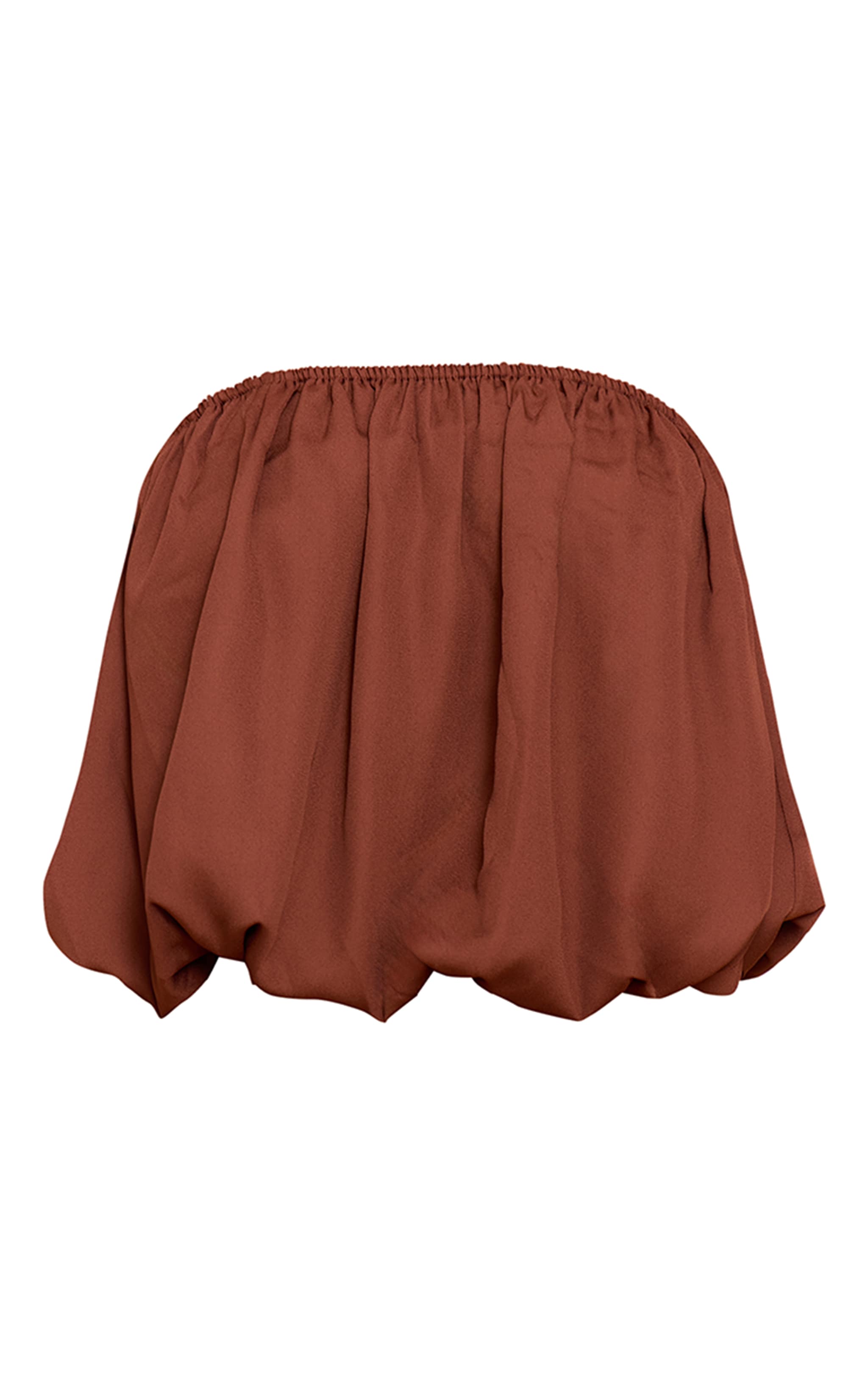 Chocolate Brown Chiffon Ruched Puff Ball Top image 5