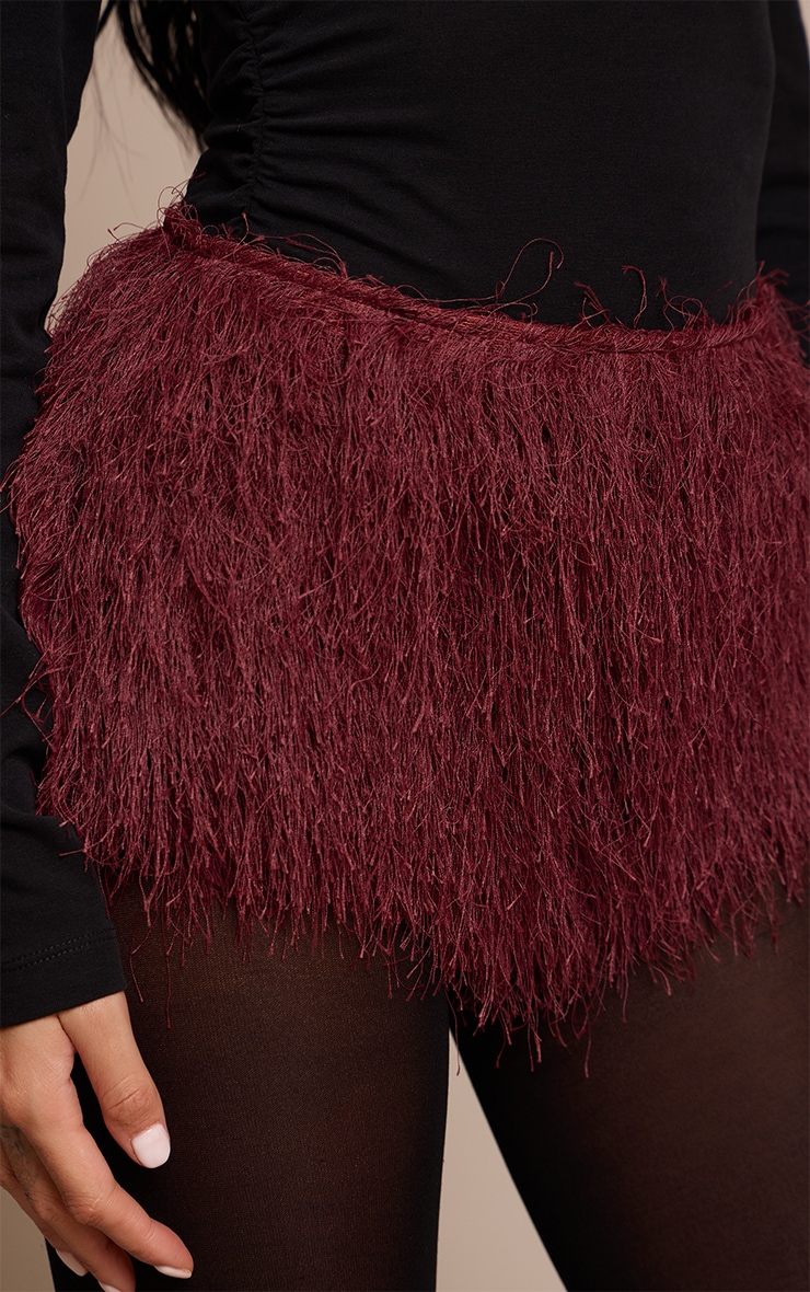 Plum Textured Faux Fur Hot Pants image 5