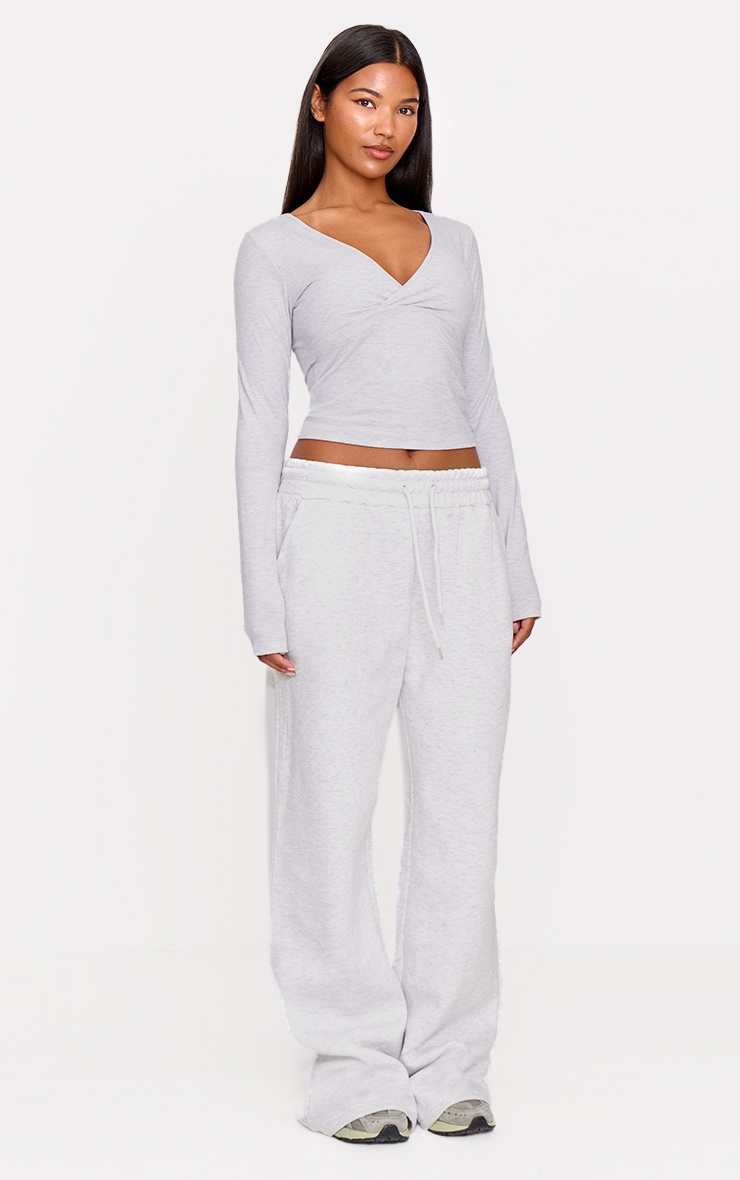 Ash Grey Sculpt Crossover Long Sleeve Top image 3