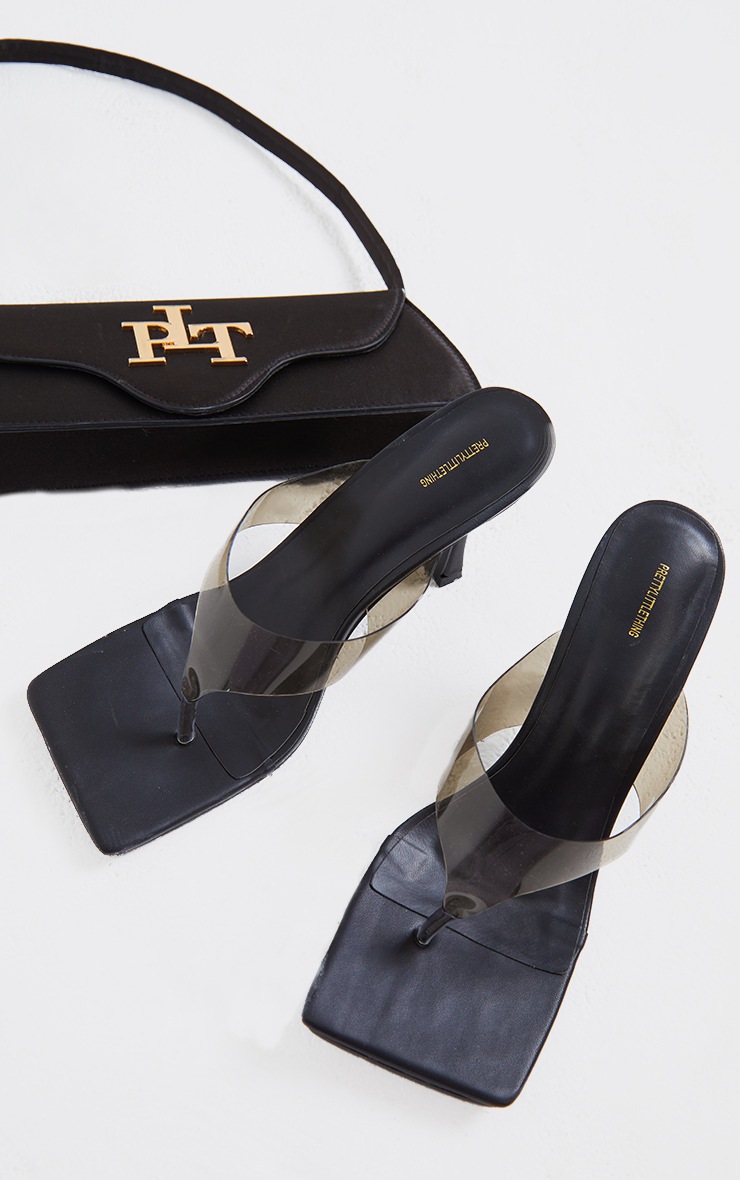 Mules fumées transparentes style tong à talon haut