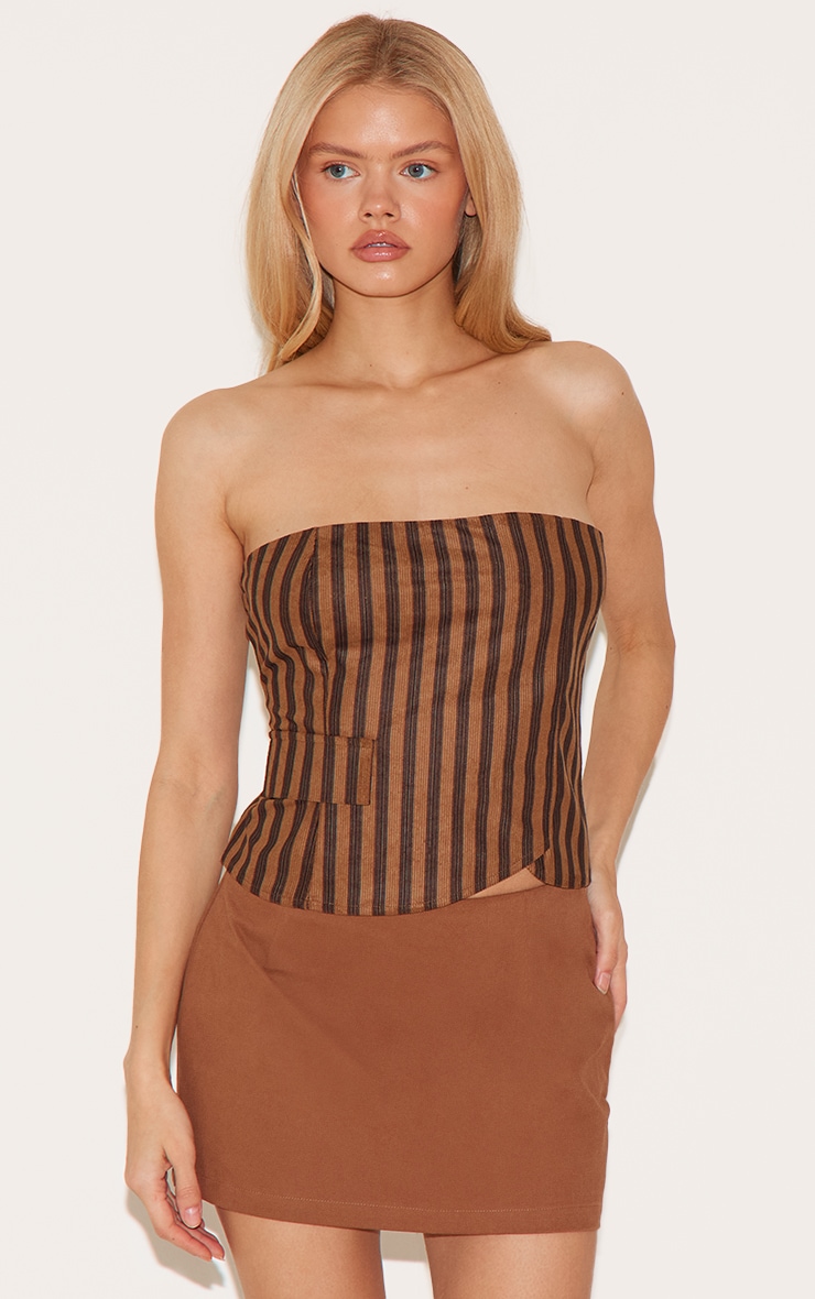 Brown Corduroy Striped Bandeau image 4