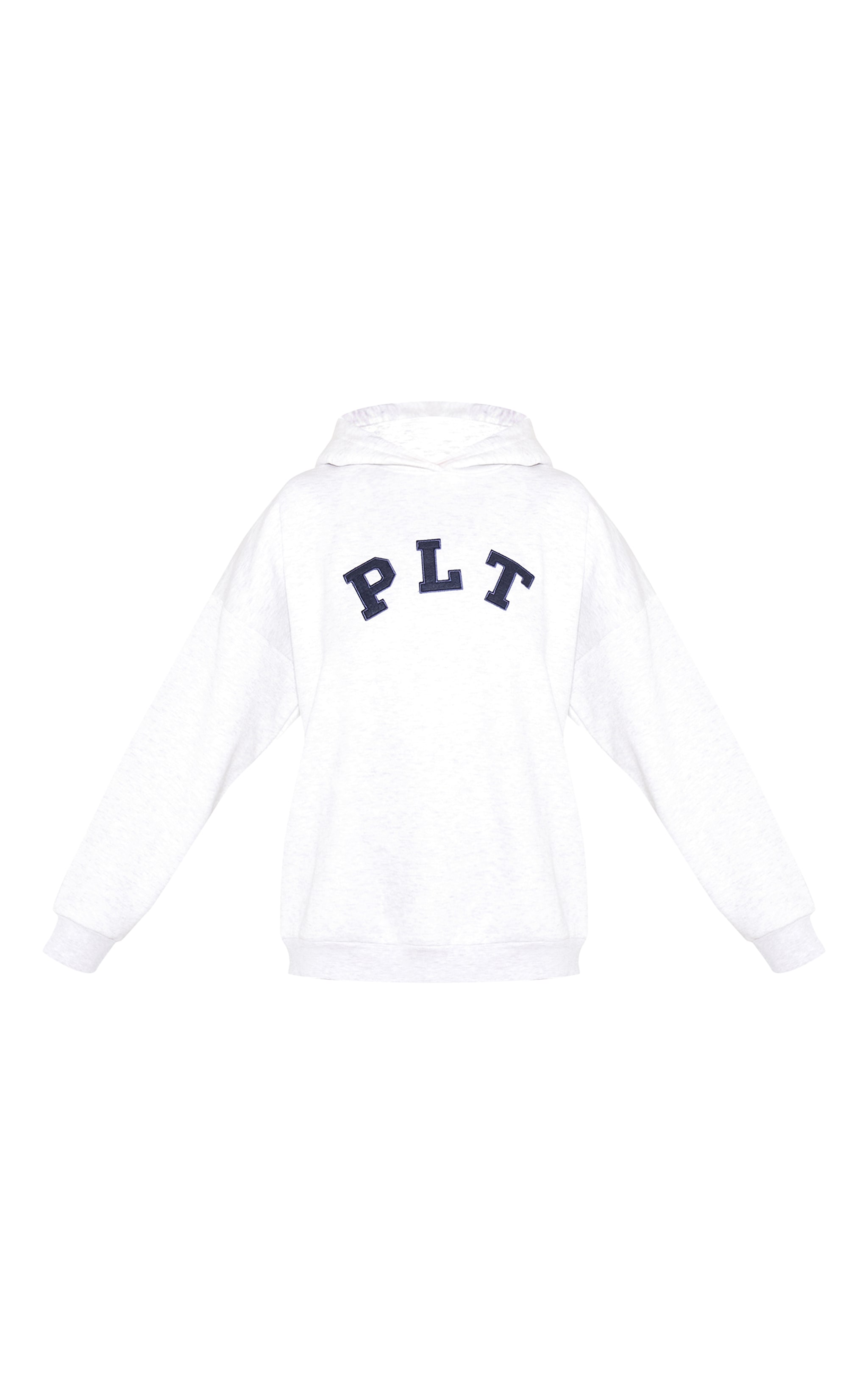 PRETTYLITTLETHING Ash Grey Logo Oversized Hoodie image 5