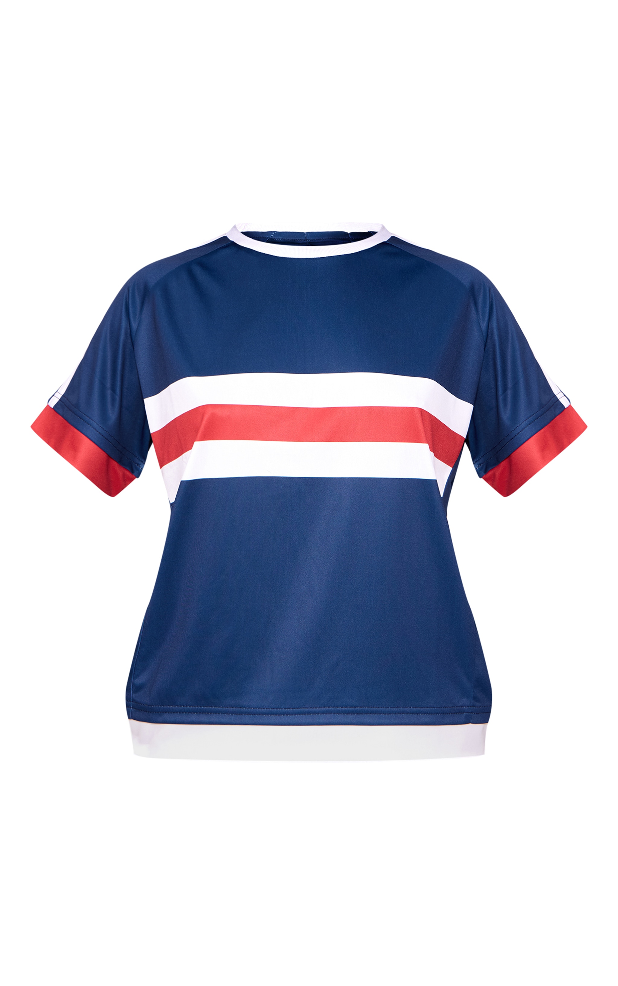 Navy Oversized Stripe Detail Football T-shirt image 5