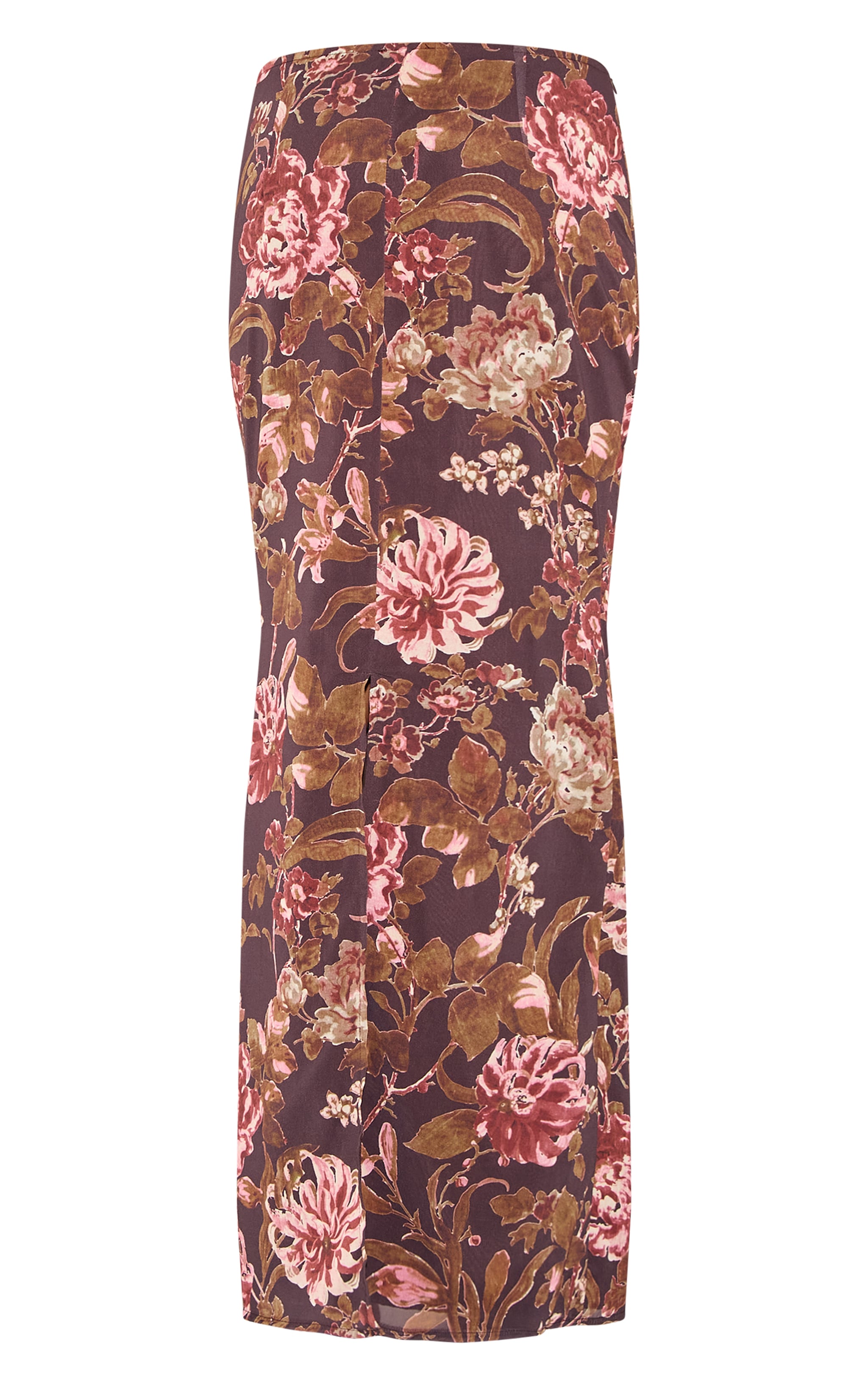 Brown Floral Print Chiffon Maxi Skirt image 5