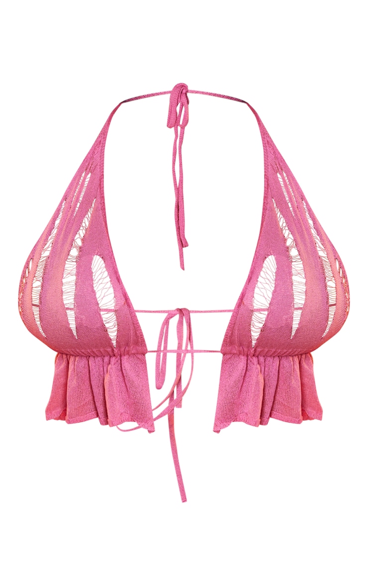 Shape Bralette dos nu en maille tricot ajourée rose vif image 5