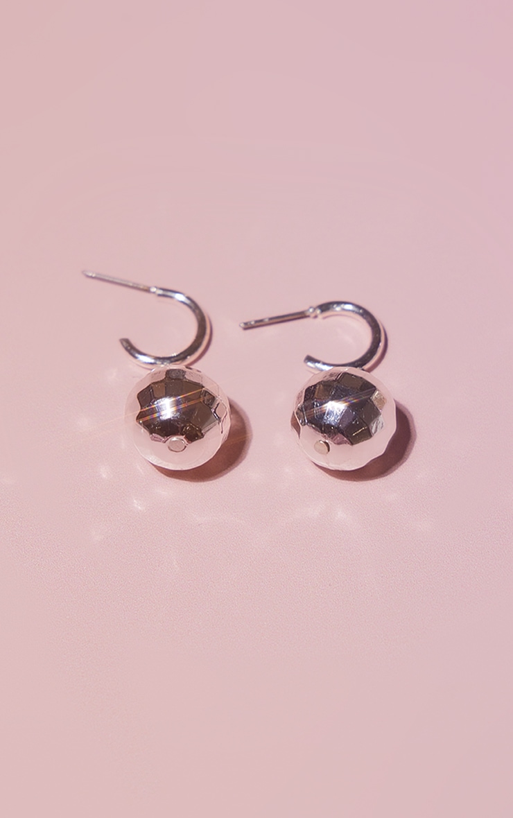 Silver Mini Disco Ball Novelty Earrings image 2